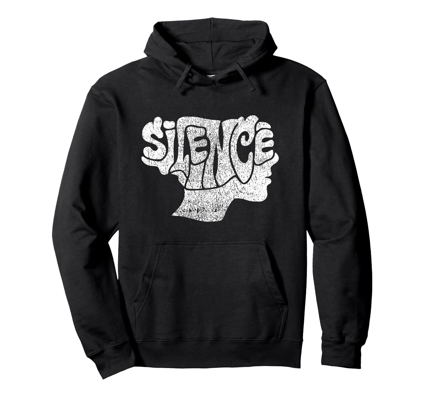 Silence Hate Distressed Typography Profile Hoodie - Novelty Apparel Unisex - T-Shirt, Sweatshirt, Hoodie