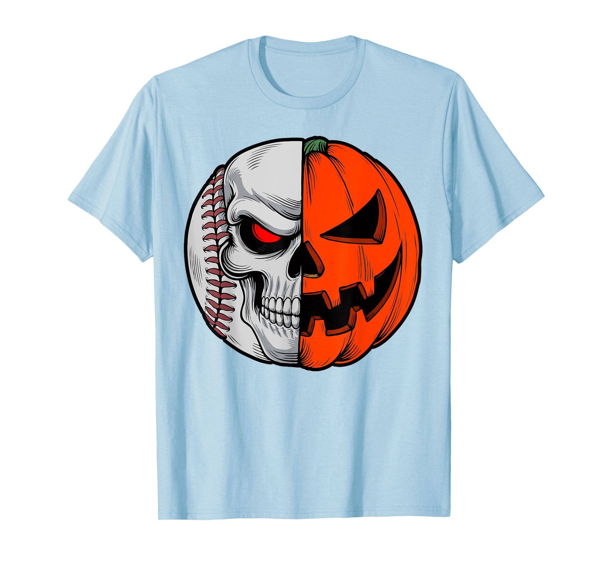 Halloween Skull Baseball Pumpkin T-Shirt - Casual Everyday Wear Unisex - T-Shirt, Sweatshirt, Hoodie