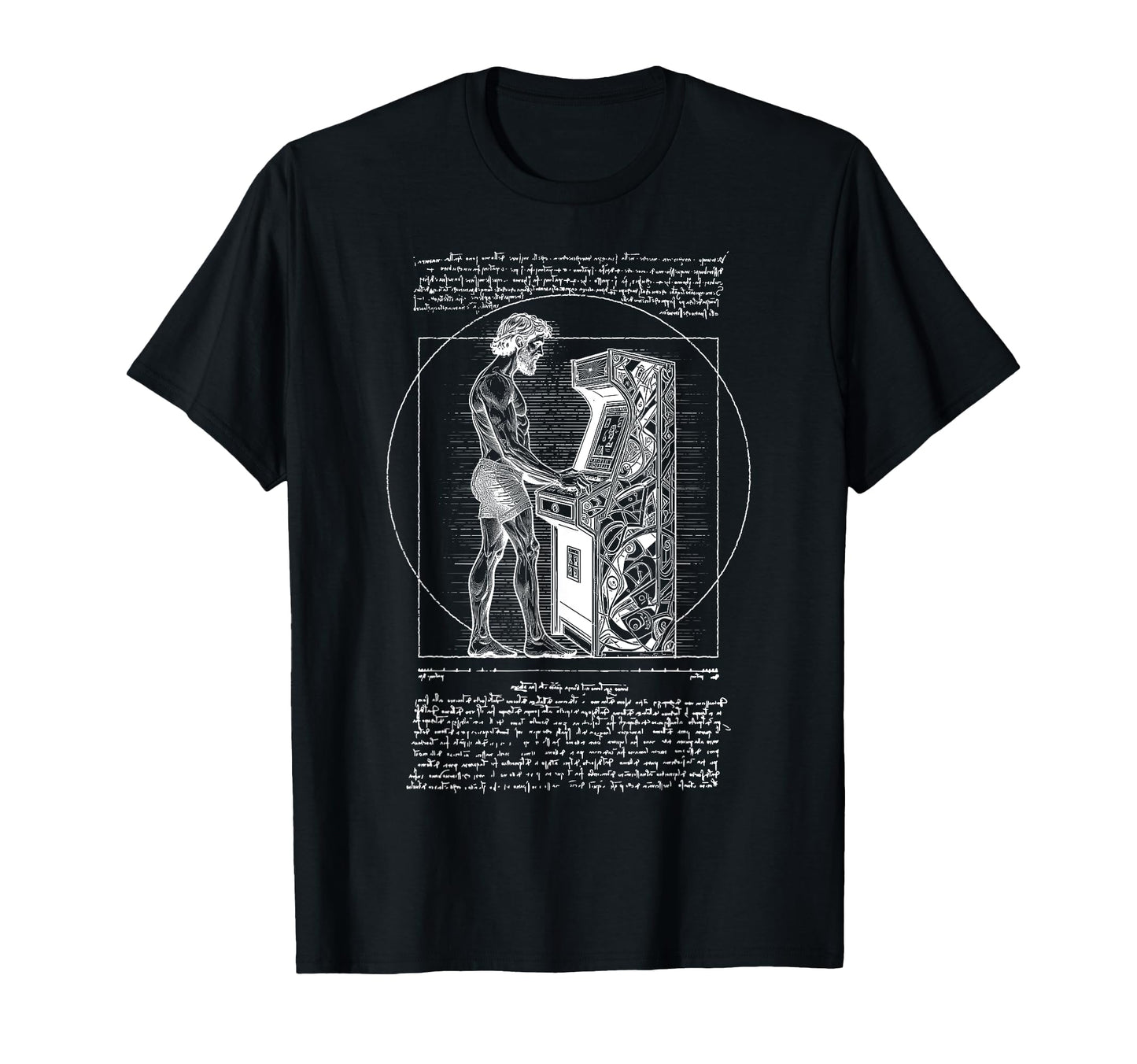 Arcade Gamer Vitruvian Leonardo Da T-Shirt - Fun Novelty Design for Adults - T-Shirt, Sweatshirt, Hoodie