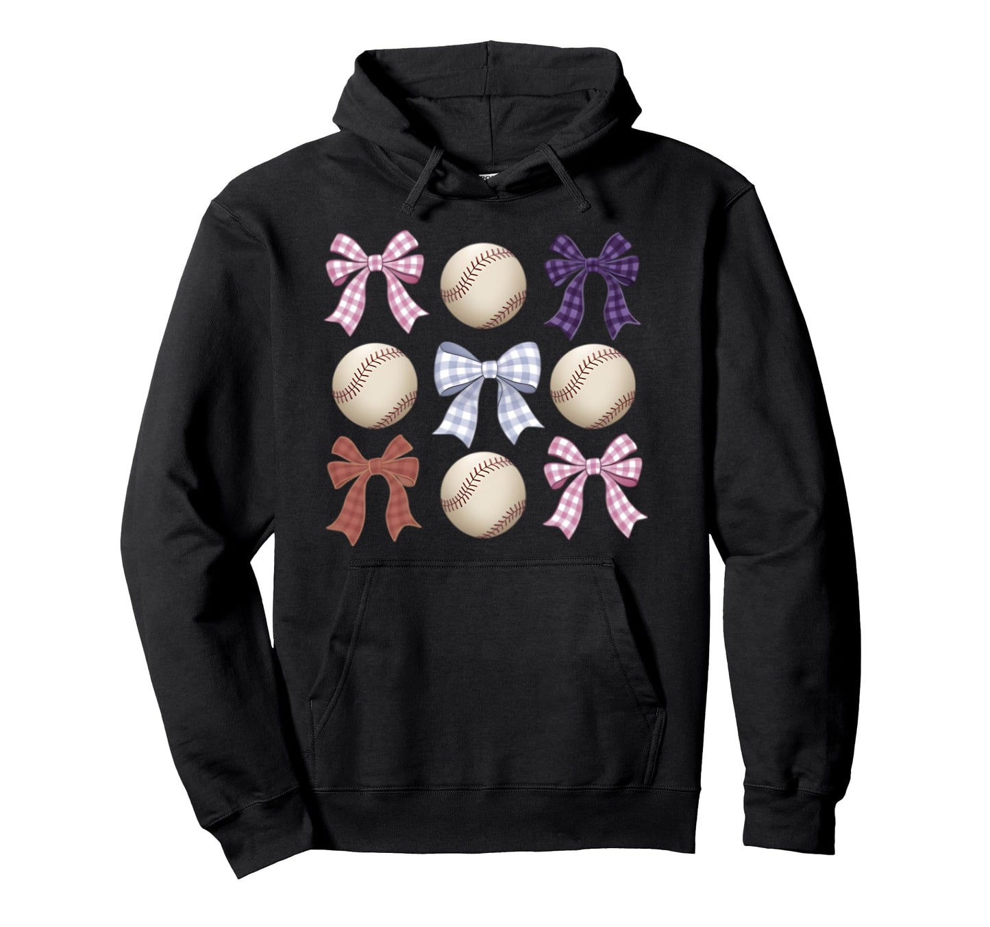 Baseball Coquette Bow Mom Sister Hoodie - Fun Novelty Design for Adults - T-Shirt, Sweatshirt, Hoodie