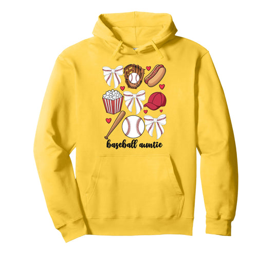 Baseball Auntie Coquette Bow Nephew Baseball Hoodie - Graphic Print Unisex - T-Shirt, Sweatshirt, Hoodie