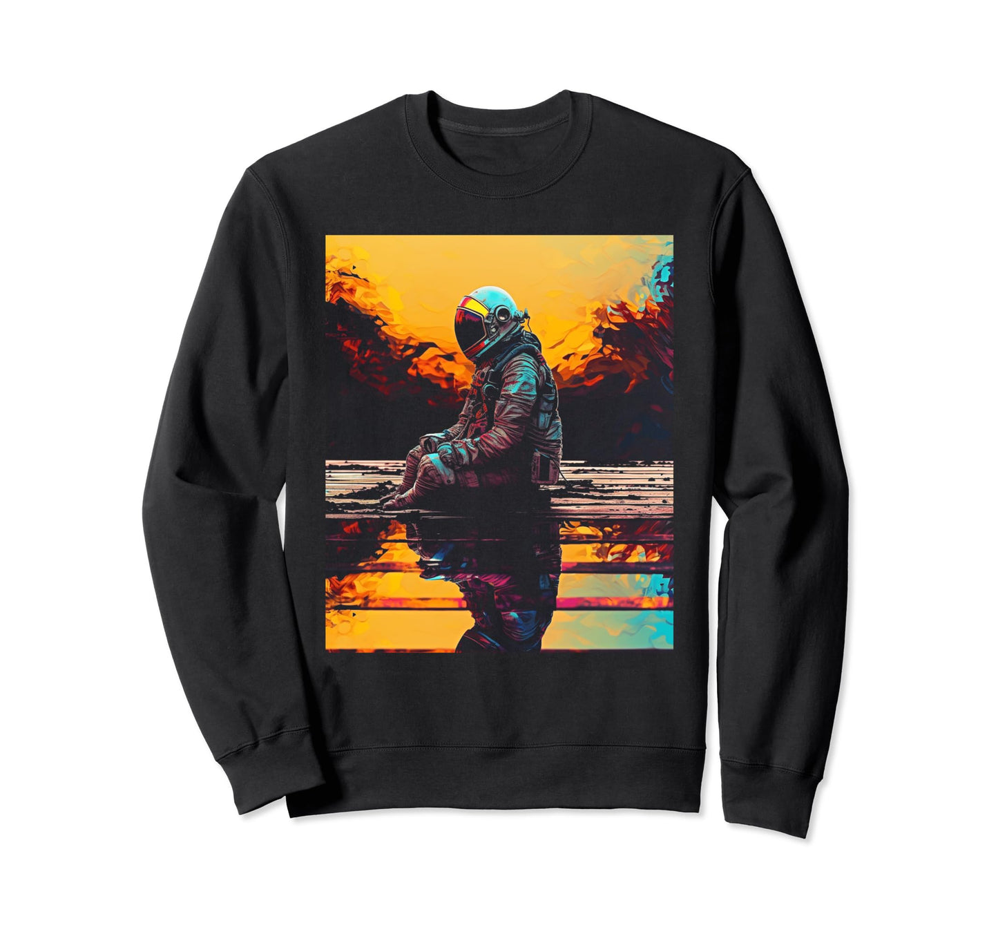 Synthwave Astronaut Cyberpunk 80S Sci Sweatshirt - Trendy Graphic Unisex - T-Shirt, Sweatshirt, Hoodie