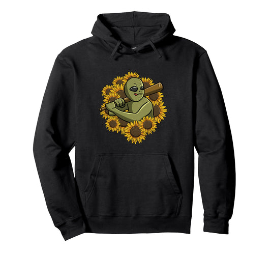 Alien Sunflower Baseball Funny Et Space Hoodie - Graphic Print for Adults - T-Shirt, Sweatshirt, Hoodie