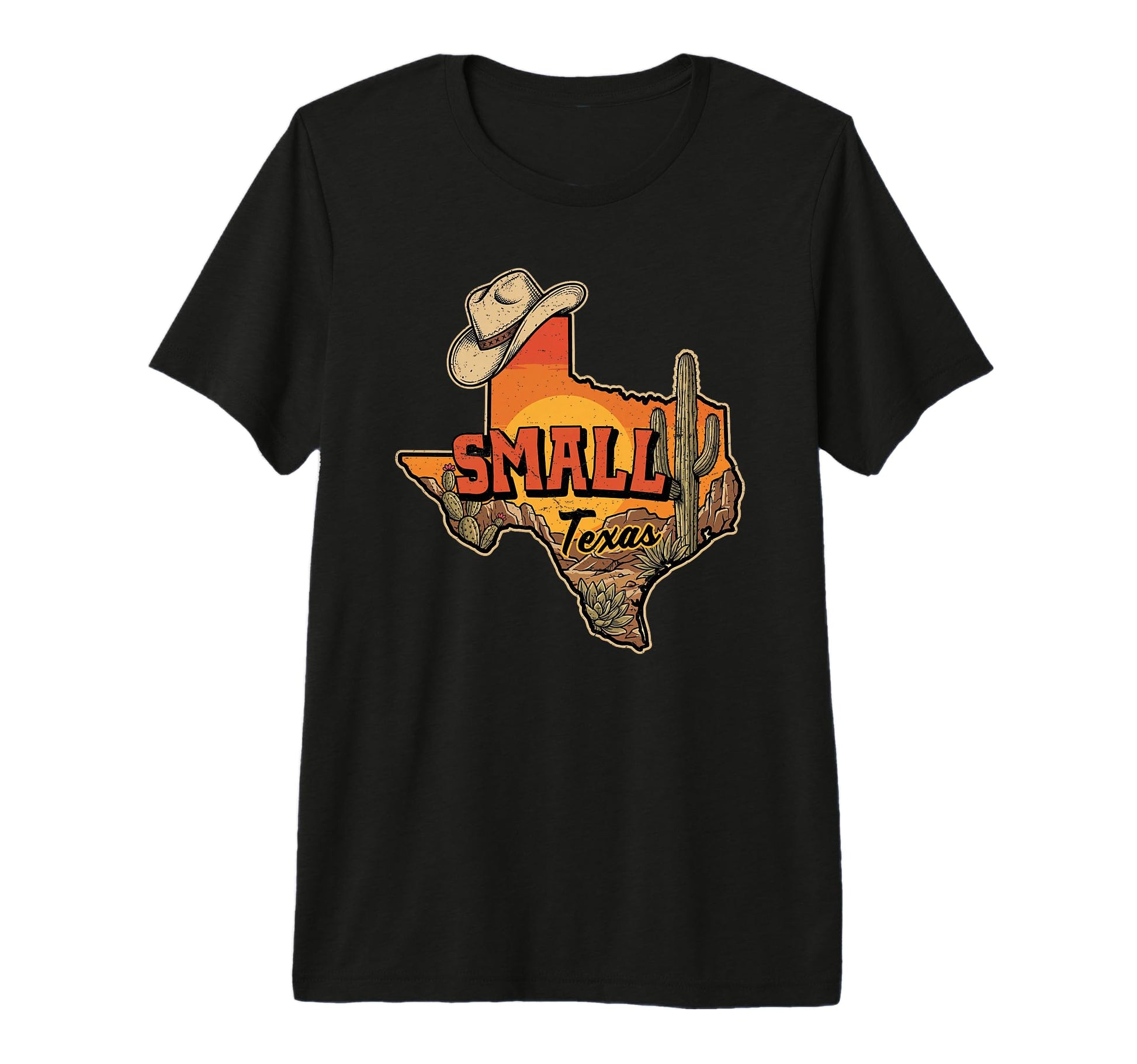 Small Texas Cowboy Hat Desert Cactus T-Shirt - Unique Graphic Men Women - T-Shirt, Sweatshirt, Hoodie