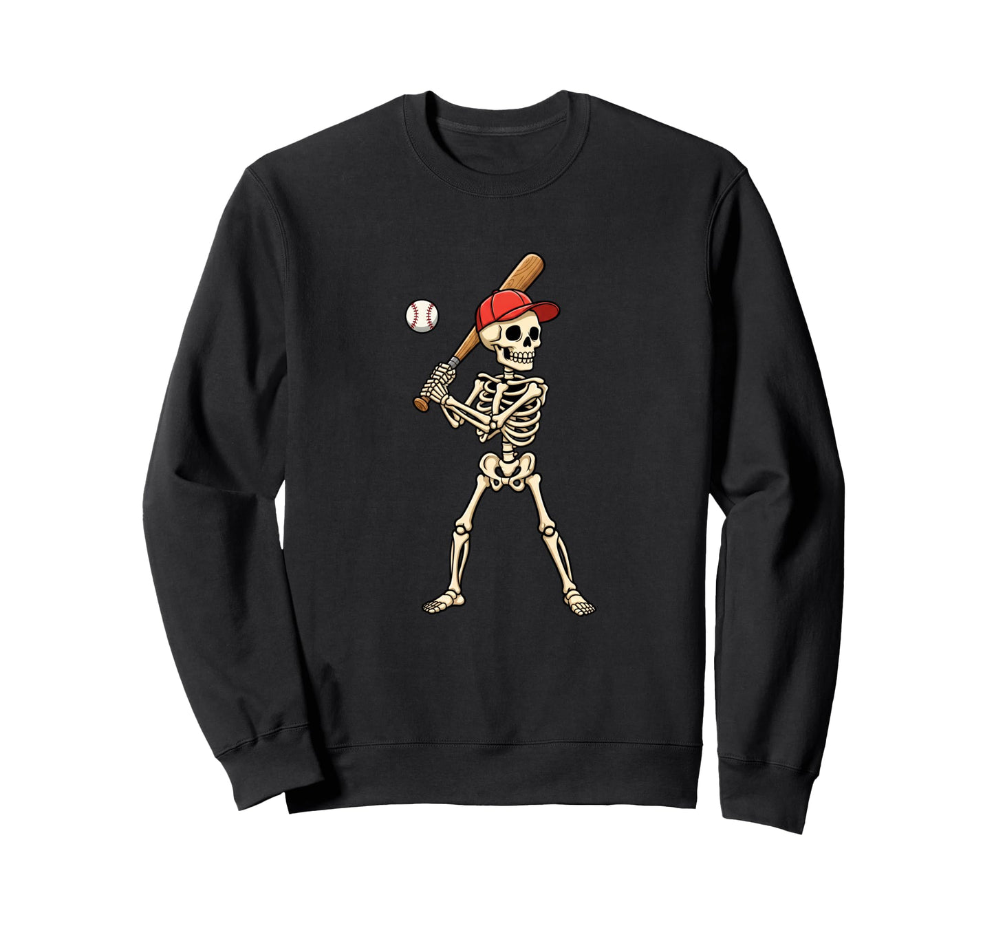Halloween Skeleton Baseball Sweatshirt - Aesthetic Graphic for Adults - T-Shirt, Sweatshirt, Hoodie