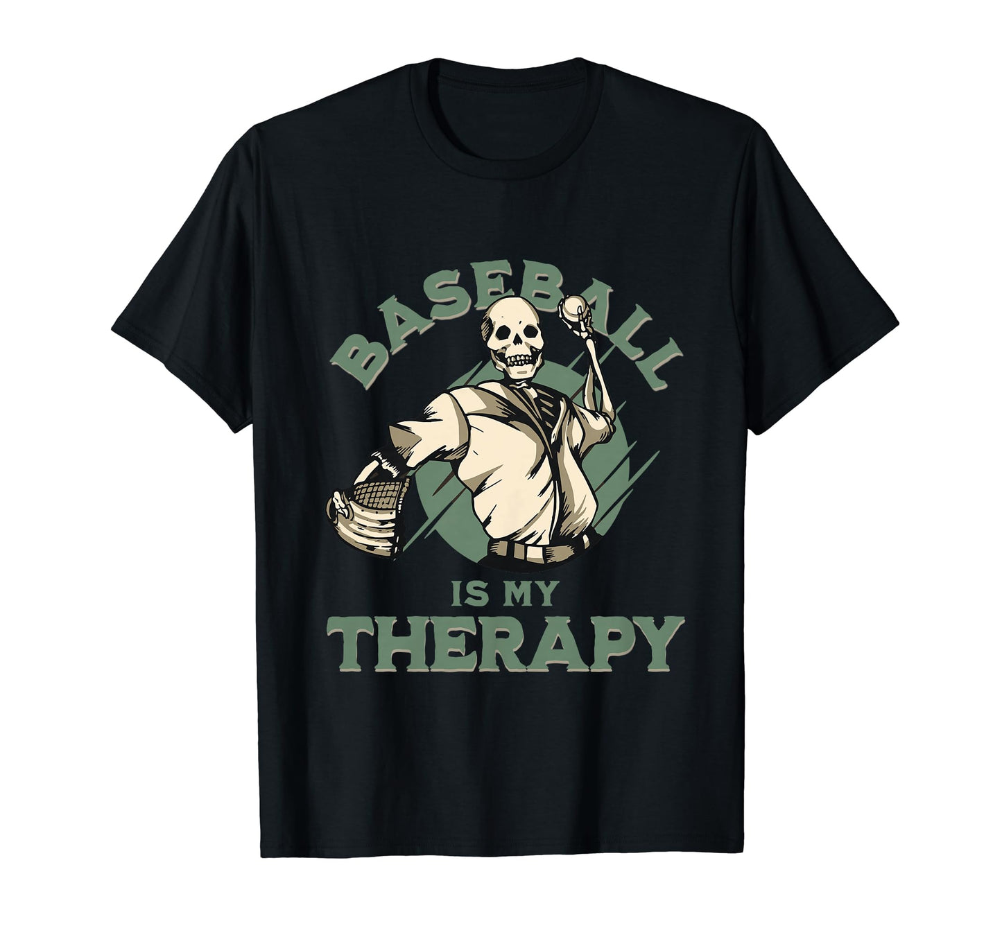 Skull Pitcher Baseball Therapy Funny T-Shirt - Fun Novelty Design Unisex - T-Shirt, Sweatshirt, Hoodie
