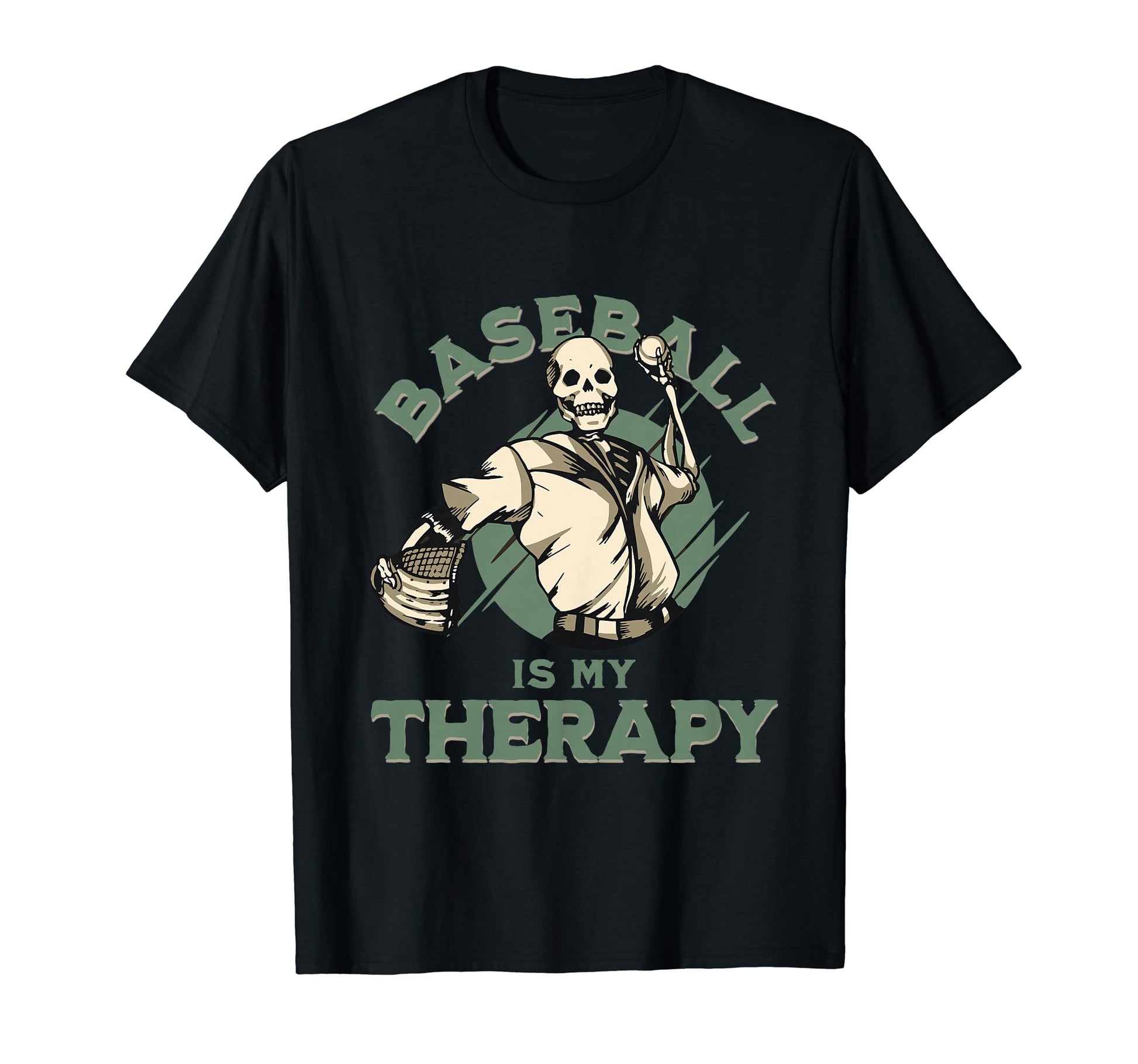 Skull Pitcher Baseball Therapy Funny T-Shirt - Fun Novelty Design Unisex - T-Shirt, Sweatshirt, Hoodie