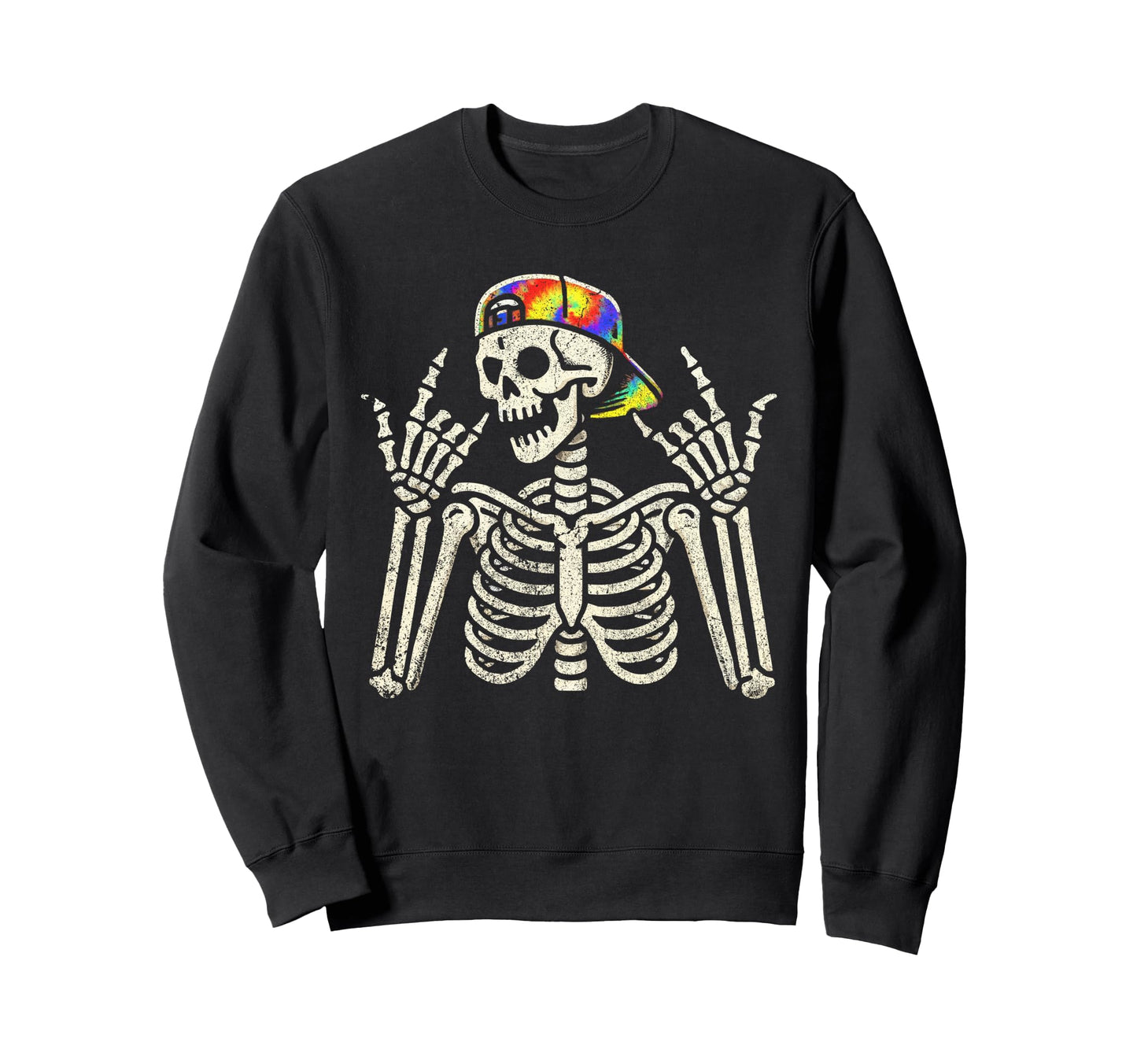 Skeleton Sunglasses Rock Sign Tie Sweatshirt - Novelty Apparel for Adults - T-Shirt, Sweatshirt, Hoodie
