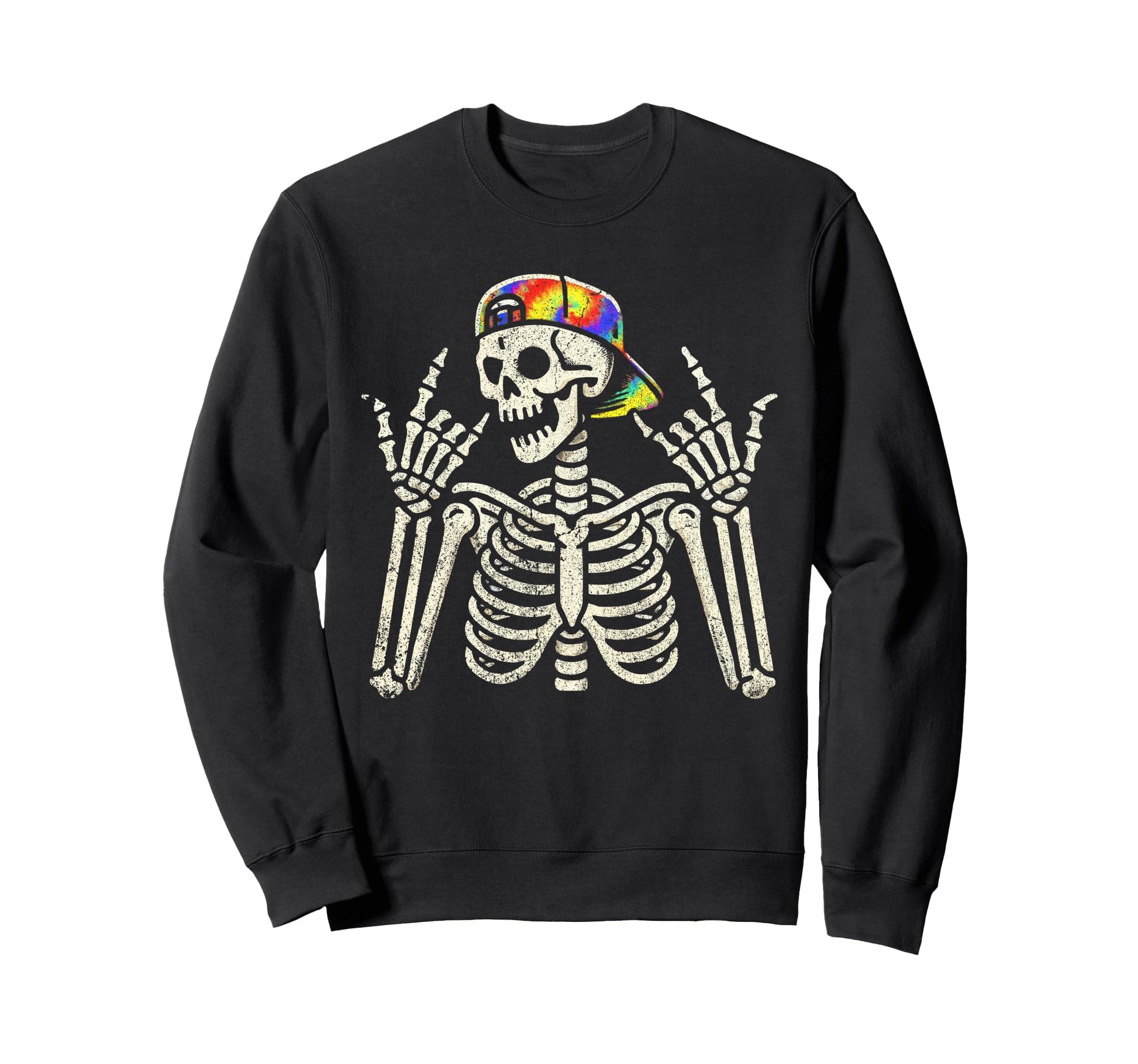 Skeleton Sunglasses Rock Sign Tie Sweatshirt - Novelty Apparel for Adults - T-Shirt, Sweatshirt, Hoodie