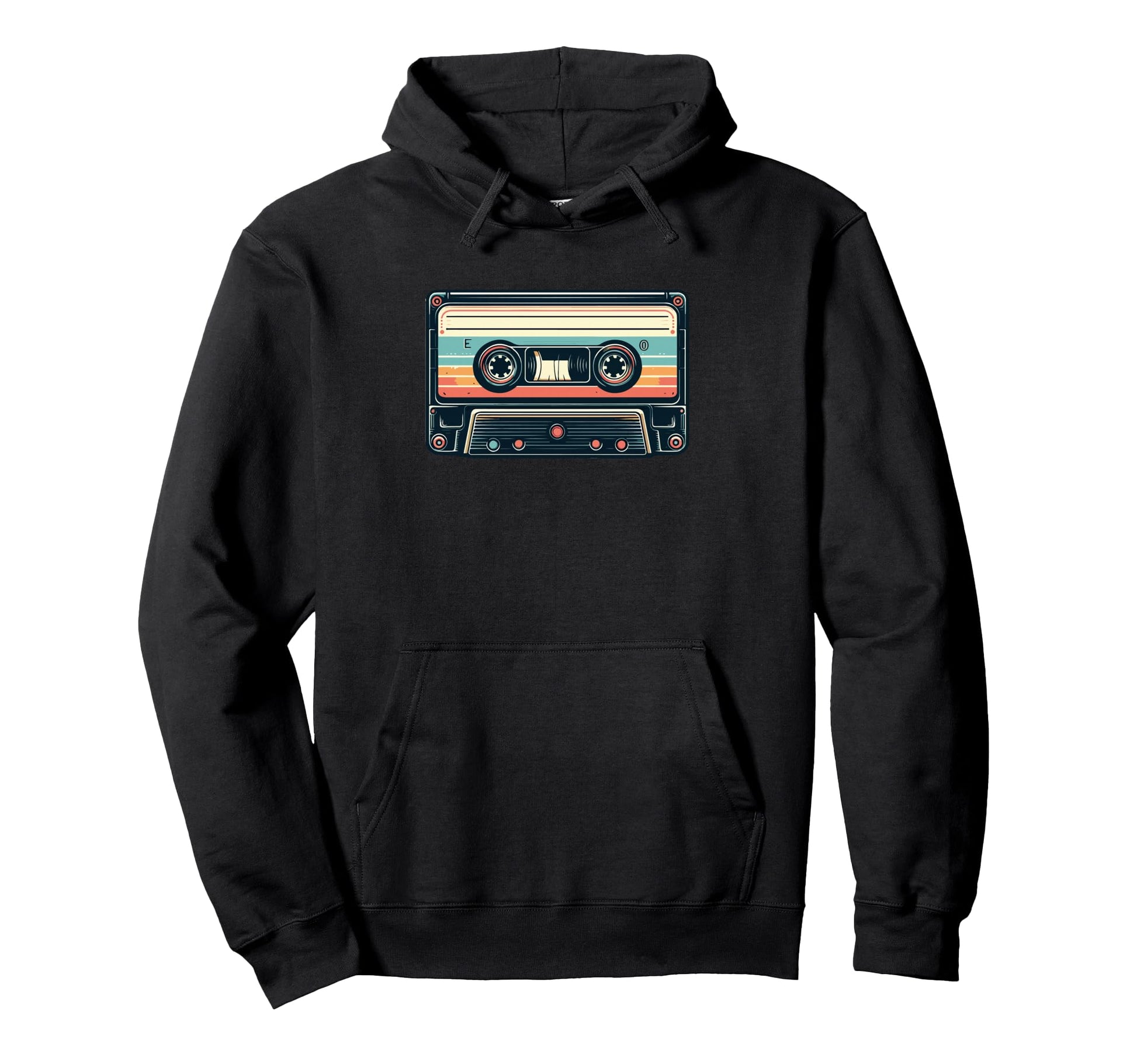 Cassette Tape Stripes Hoodie - Fun Novelty Design for Adults - T-Shirt, Sweatshirt, Hoodie