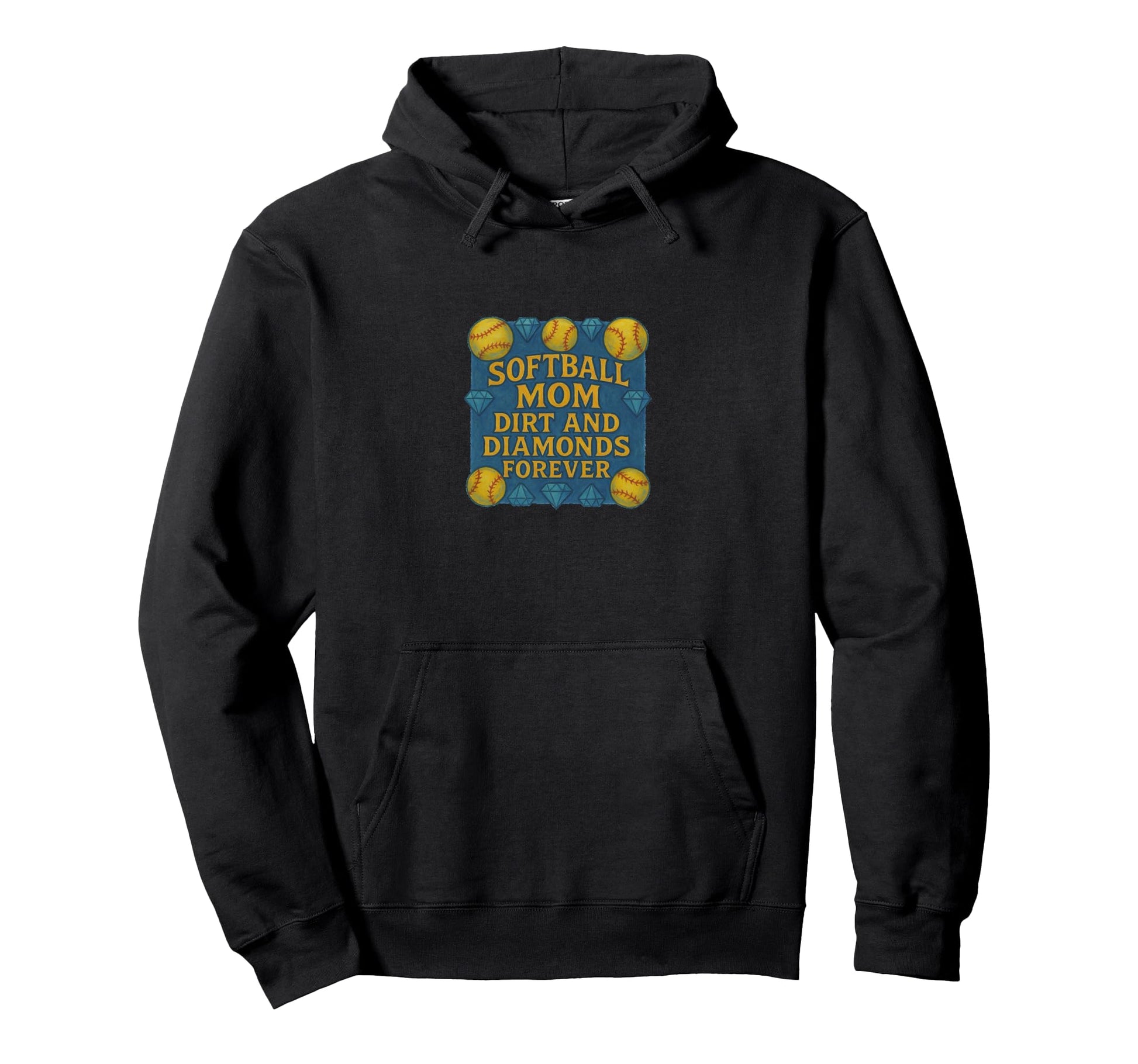 Softball Mom Dirt And Diamonds Forever Hoodie - Novelty Apparel Unisex - T-Shirt, Sweatshirt, Hoodie