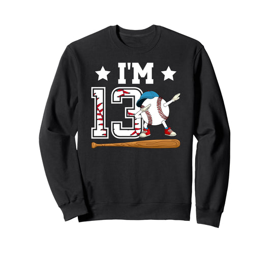 13Th Baseball Birthday Thirteen Sweatshirt - Fun Novelty Design Unisex - T-Shirt, Sweatshirt, Hoodie