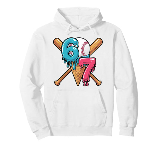 Baseball 67 Meme Colorful Baseball Fan Hoodie - Novelty Apparel Men Women - T-Shirt, Sweatshirt, Hoodie