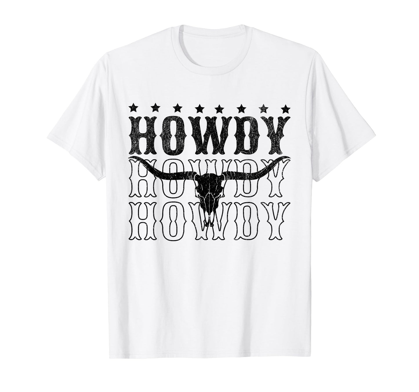 Howdy Cow Bull Skull Cowboy Cowgirl T-Shirt - Minimalist Print for Adults - T-Shirt, Sweatshirt, Hoodie