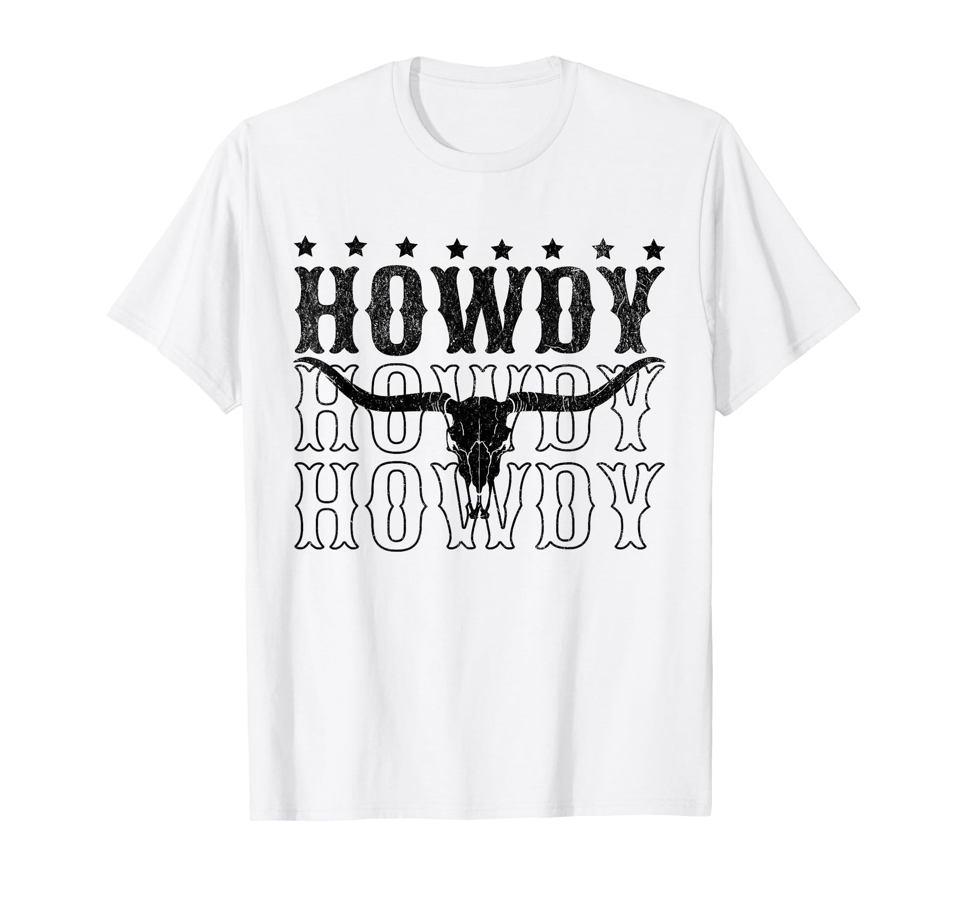 Howdy Cow Bull Skull Cowboy Cowgirl T-Shirt - Minimalist Print for Adults - T-Shirt, Sweatshirt, Hoodie