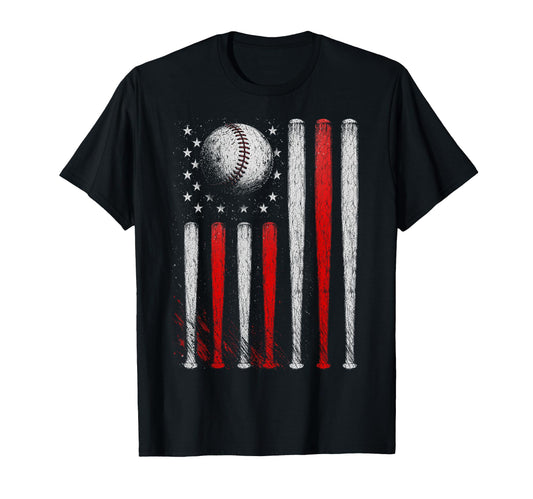 American Flag Baseball Usa Flag T-Shirt - Fun Novelty Design Men Women - T-Shirt, Sweatshirt, Hoodie