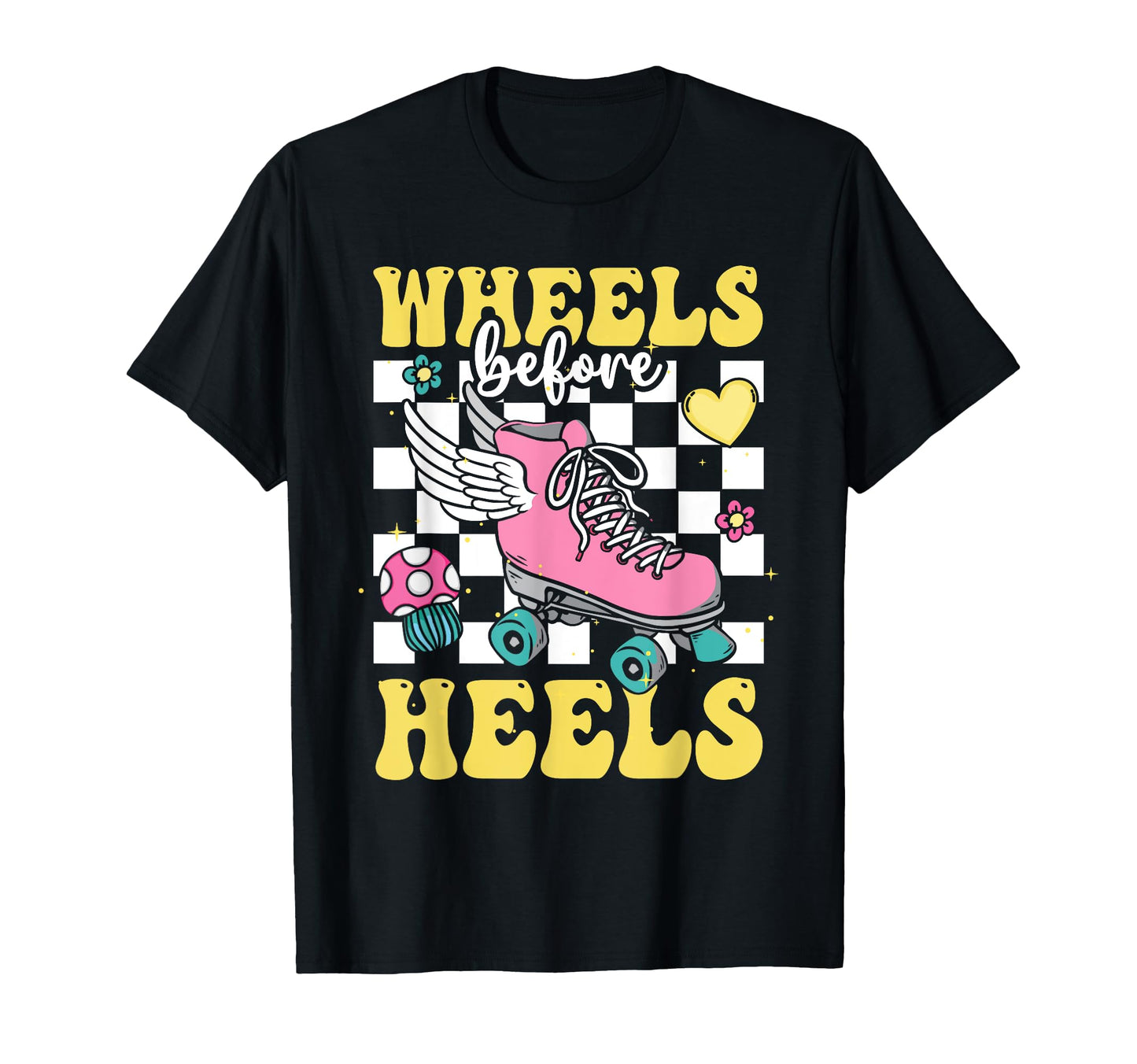 Wheels Before Heels Roller Skating T-Shirt - Minimalist Print Men Women - T-Shirt, Sweatshirt, Hoodie