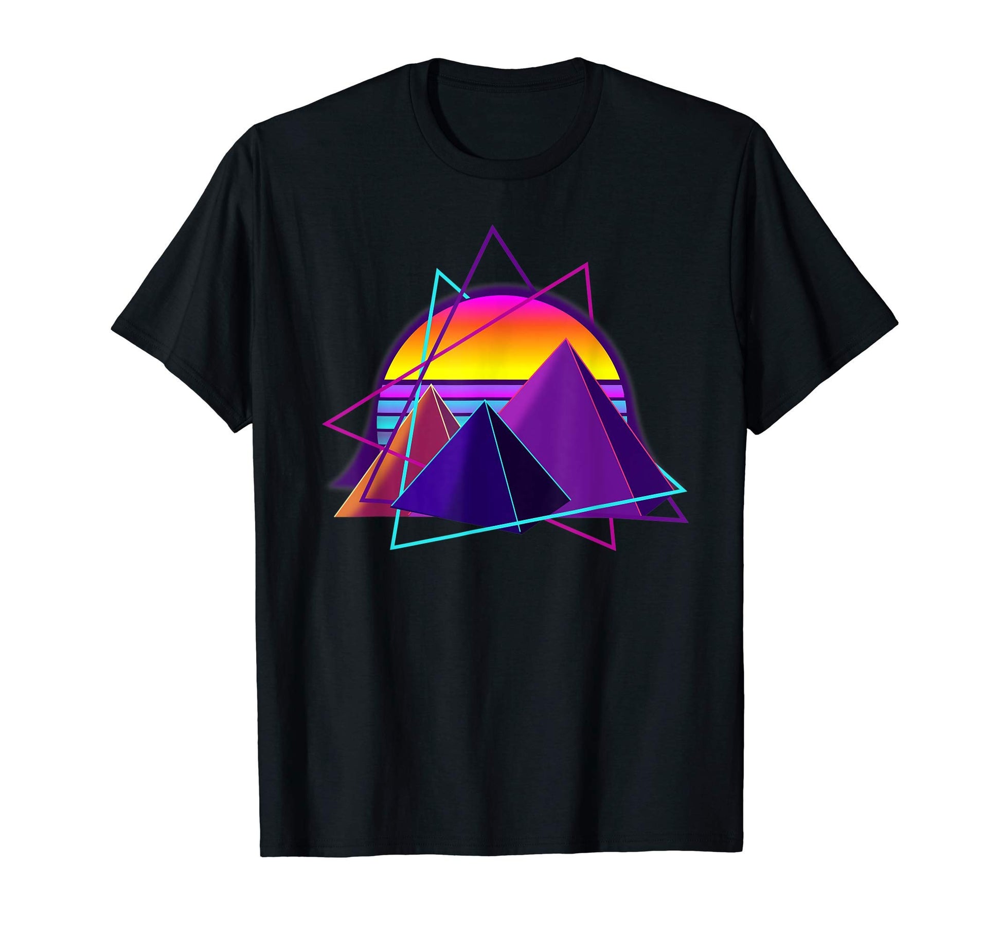 Synthwave Sunset Over Pyramids Outrun T-Shirt - Streetwear Style Unisex - T-Shirt, Sweatshirt, Hoodie
