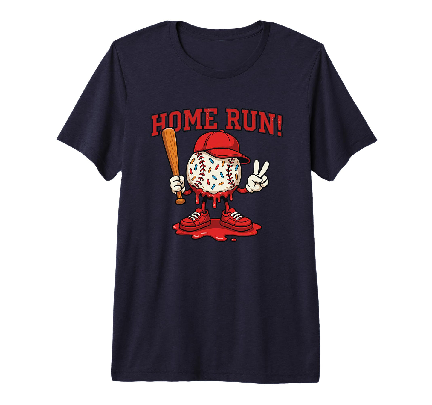 Ice Cream Drip Baseball Mascot Home T-Shirt - Custom Art Print Men Women - T-Shirt, Sweatshirt, Hoodie