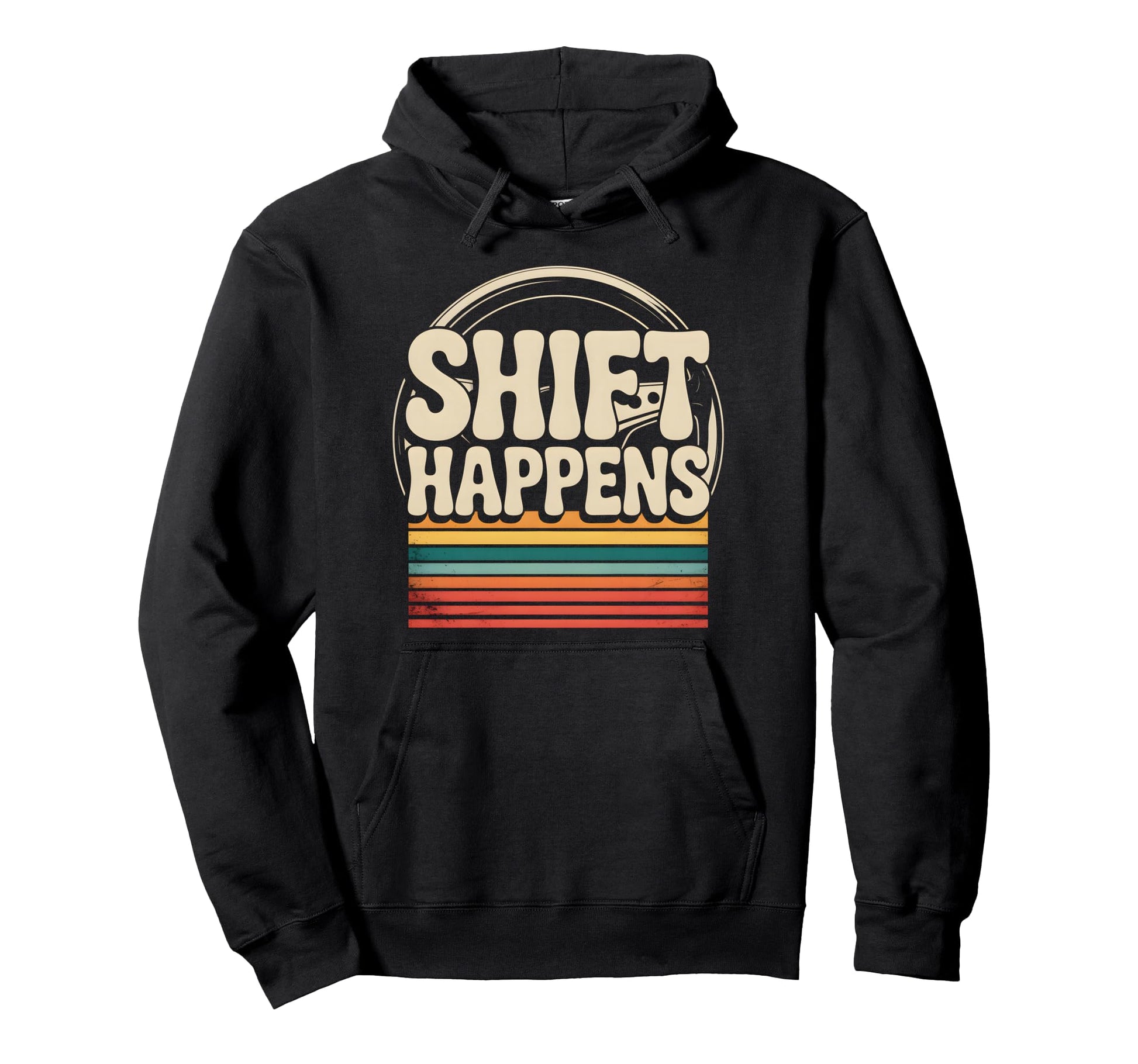 Shift Happens Sunset Driving Steering Hoodie - Streetwear Style for Adults - T-Shirt, Sweatshirt, Hoodie