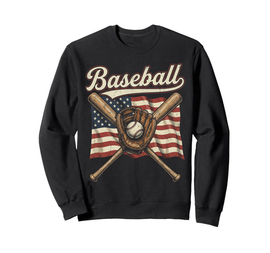 American Flag Baseball Player Bat Sweatshirt - Custom Art Print for Adults - T-Shirt, Sweatshirt, Hoodie