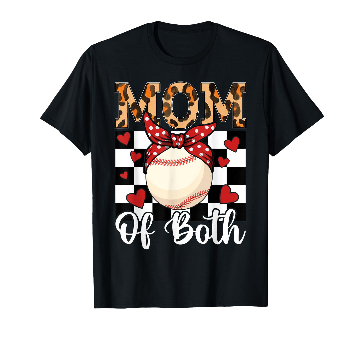 Mom Both Leopard Game Day Baseball T-Shirt - Fun Novelty Design Unisex - T-Shirt, Sweatshirt, Hoodie