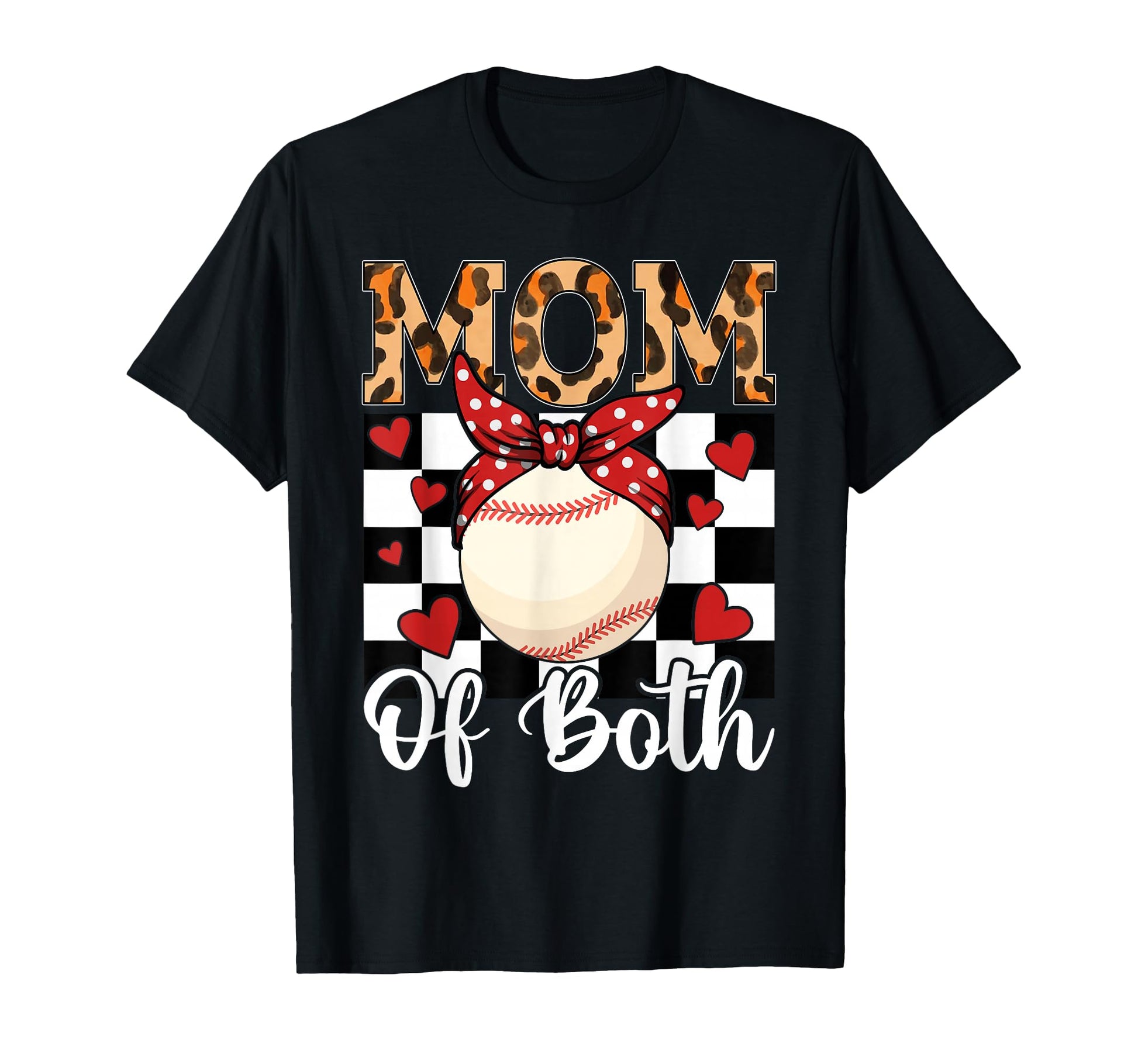 Mom Both Leopard Game Day Baseball T-Shirt - Fun Novelty Design Unisex - T-Shirt, Sweatshirt, Hoodie