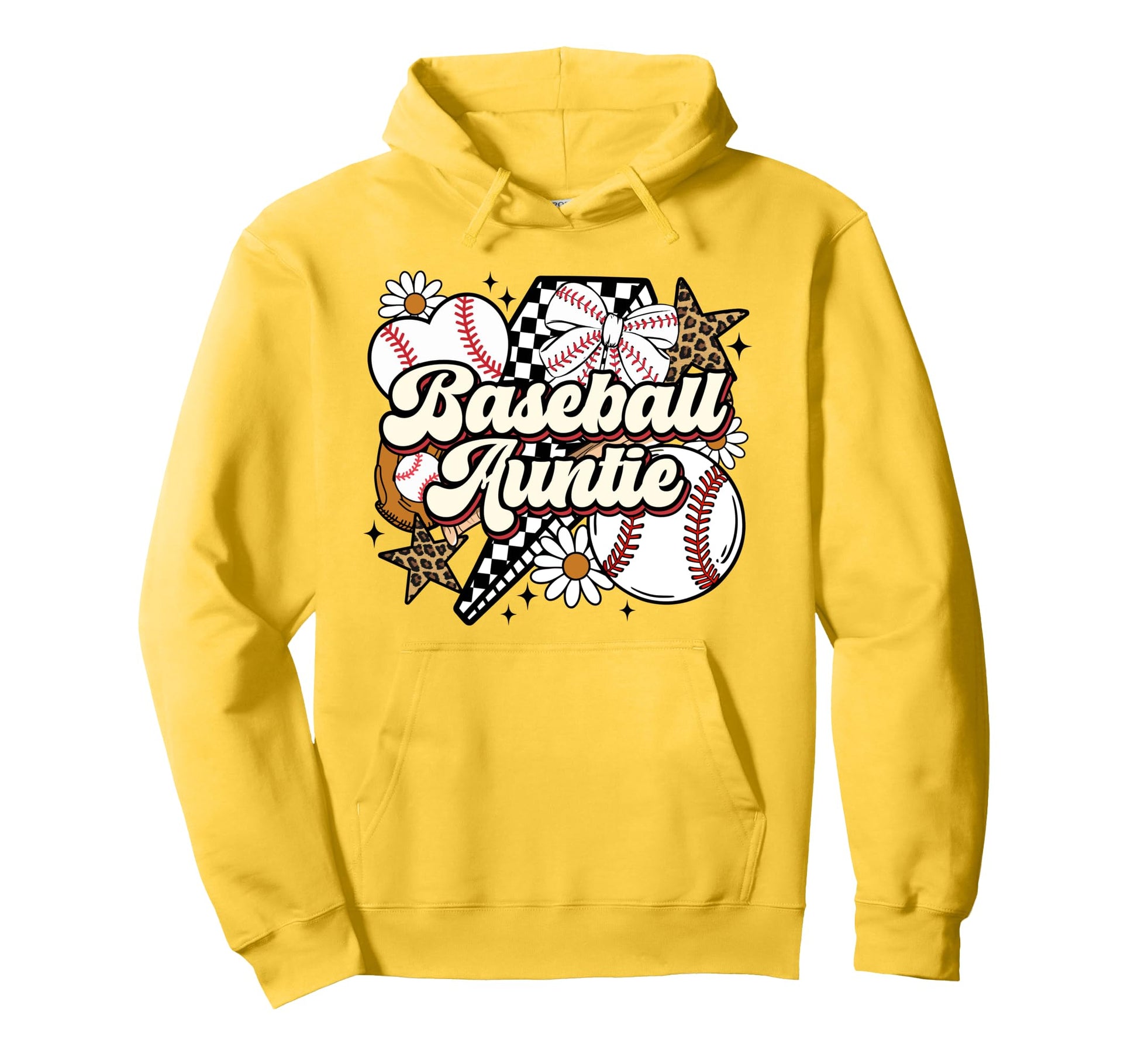 Baseball Auntie Funny Leopard Hoodie - Aesthetic Graphic Men Women - T-Shirt, Sweatshirt, Hoodie