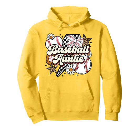 Baseball Auntie Funny Leopard Hoodie - Aesthetic Graphic Men Women - T-Shirt, Sweatshirt, Hoodie