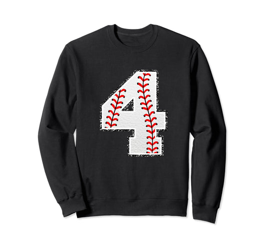 4 Baseball Distressed Number Sweatshirt - Trendy Graphic Men Women - T-Shirt, Sweatshirt, Hoodie