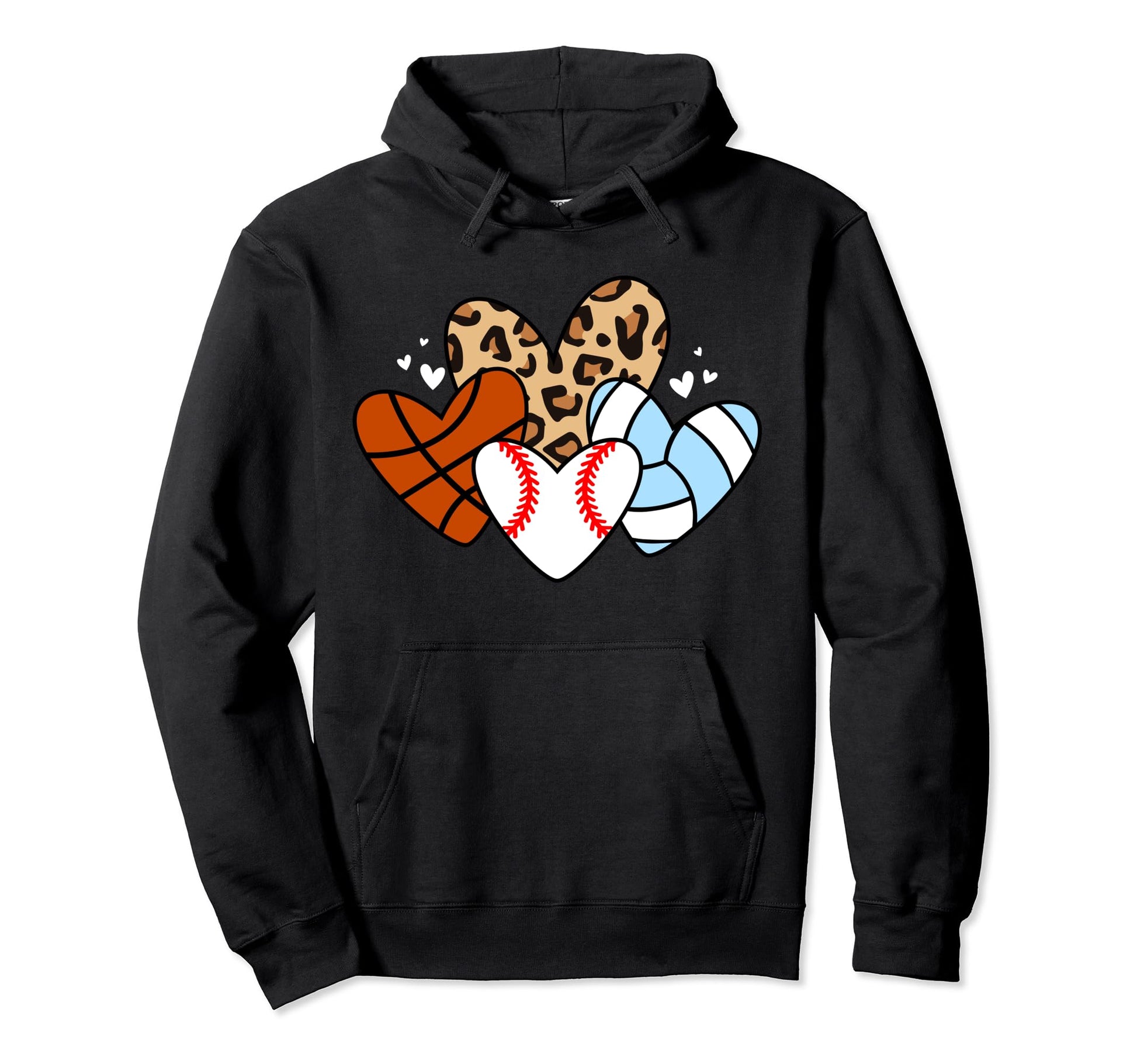 Baseball Volleyball Basketball Heart Hoodie - Trendy Graphic Men Women - T-Shirt, Sweatshirt, Hoodie