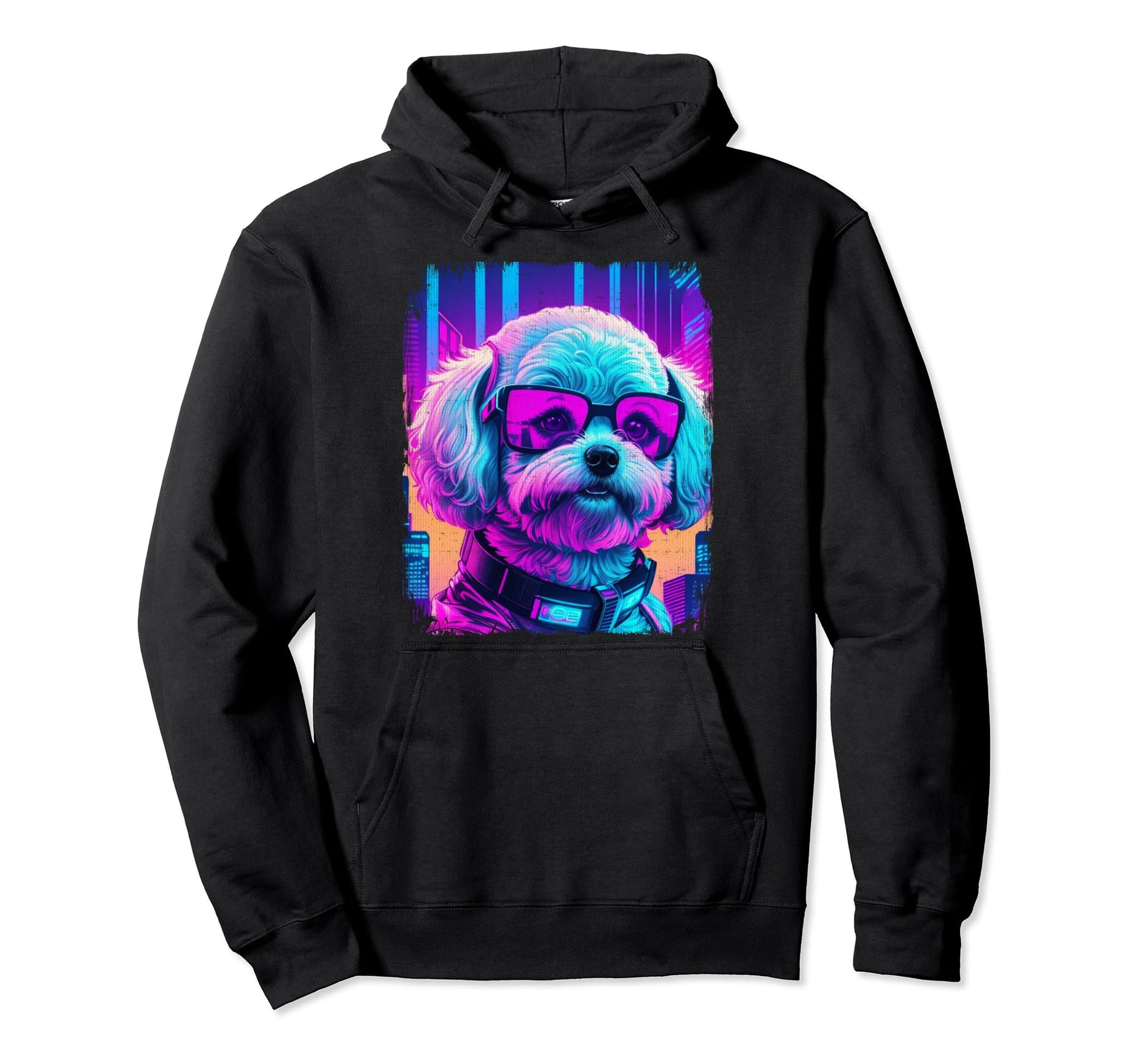 Maltipoo Glasses Disco Vaporwave 80S Hoodie - Novelty Apparel Men Women - T-Shirt, Sweatshirt, Hoodie