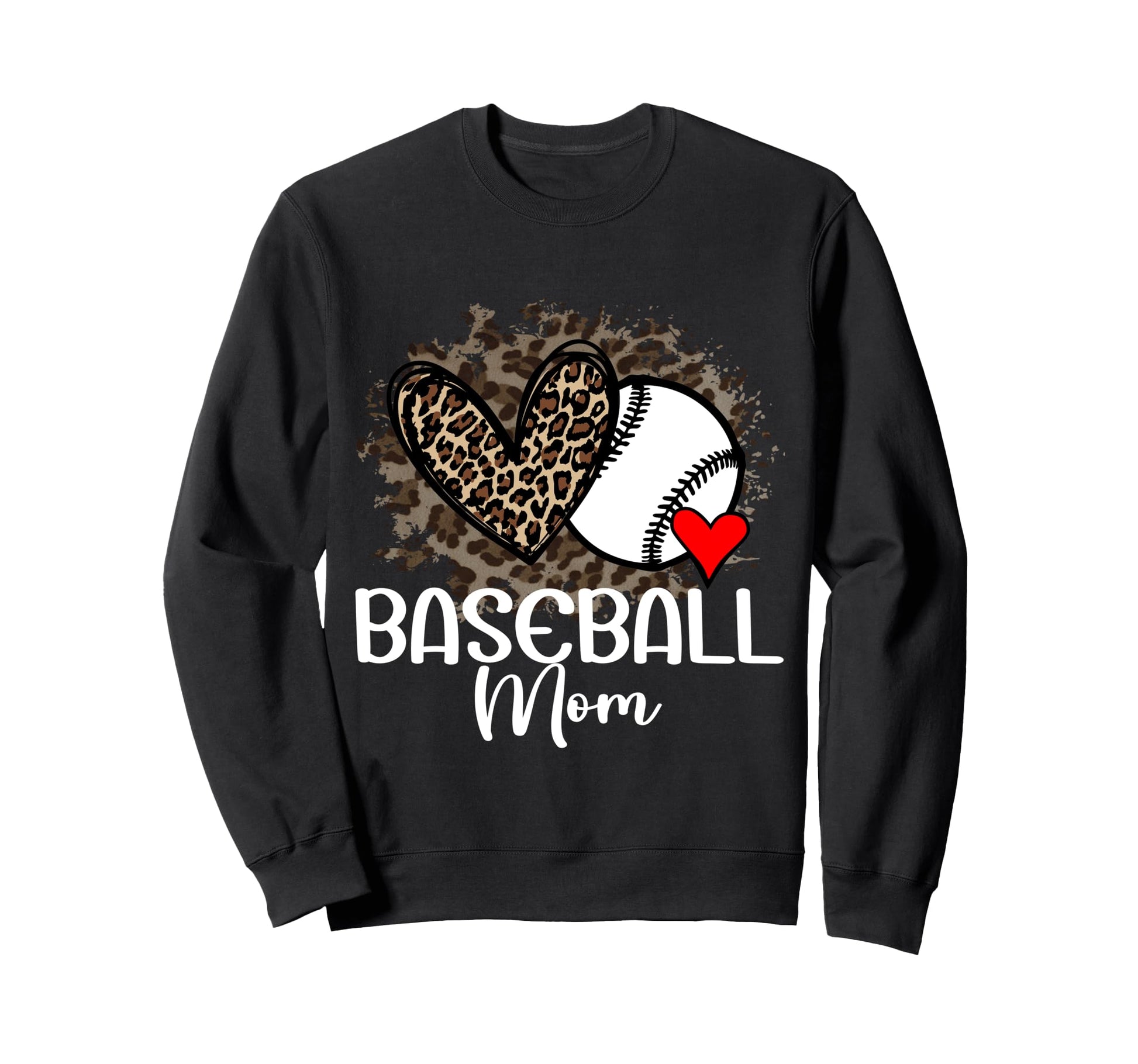 Baseball Mom Funny Leopard Heart Sweatshirt - Aesthetic Graphic Unisex - T-Shirt, Sweatshirt, Hoodie