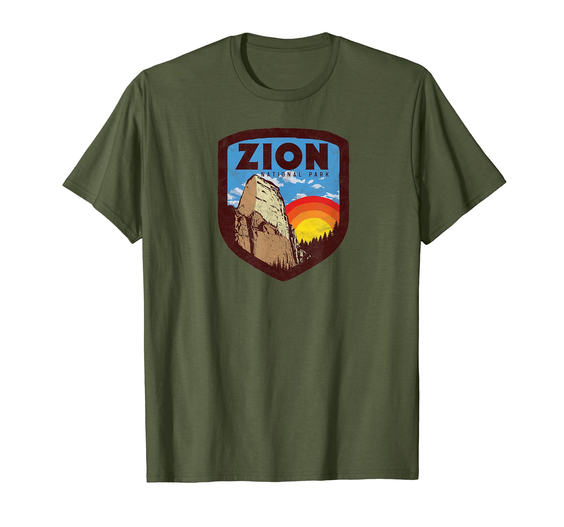 Zion National Park Utah 80S Badge T-Shirt - Novelty Apparel Men Women - T-Shirt, Sweatshirt, Hoodie