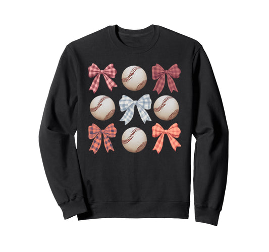 Baseball Coquette Bow Mom Sister Sweatshirt - Trendy Graphic Men Women - T-Shirt, Sweatshirt, Hoodie