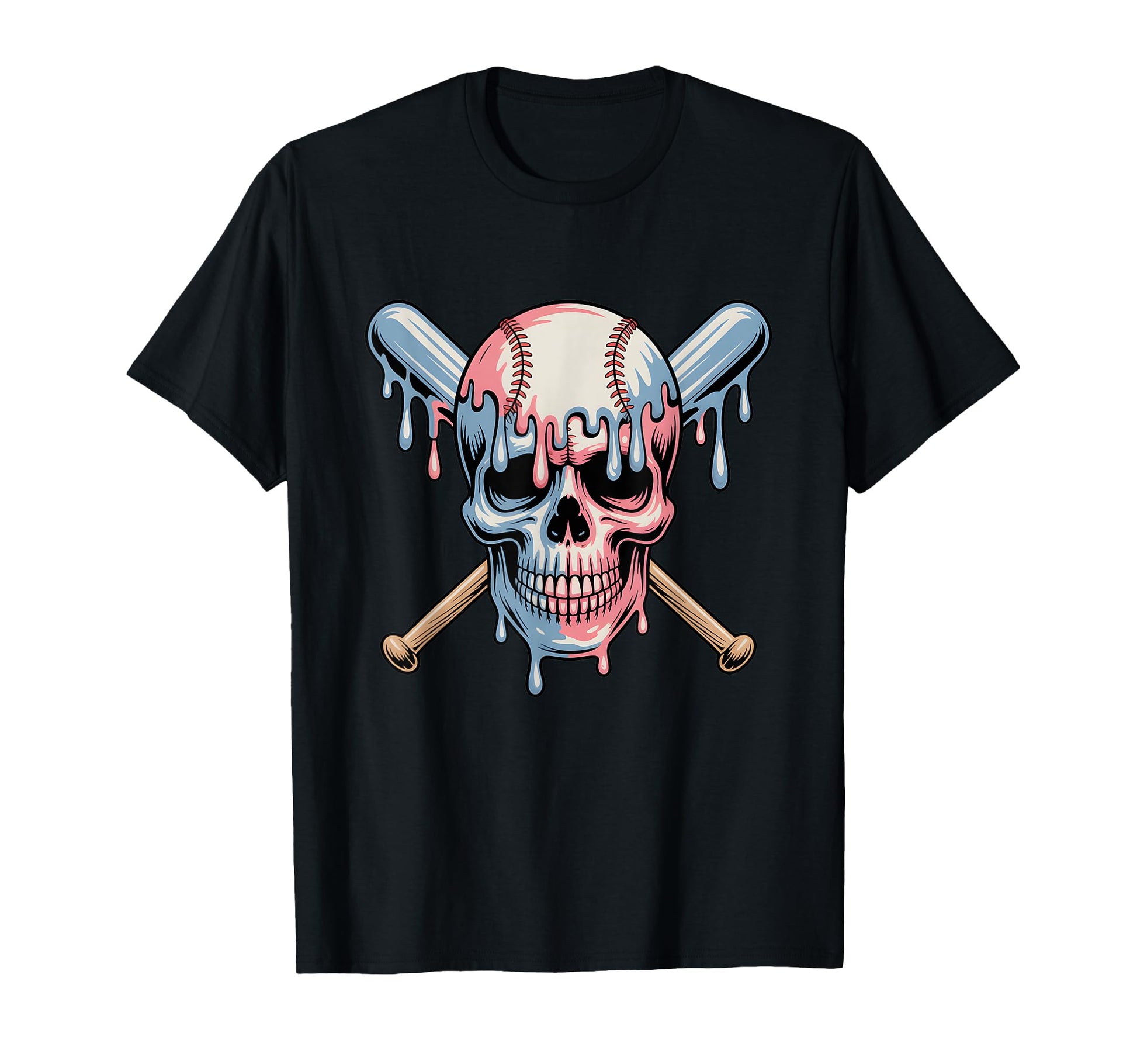 Baseball Skull Drip Baseball Drip Baseball T-Shirt - Unique Graphic Unisex - T-Shirt, Sweatshirt, Hoodie