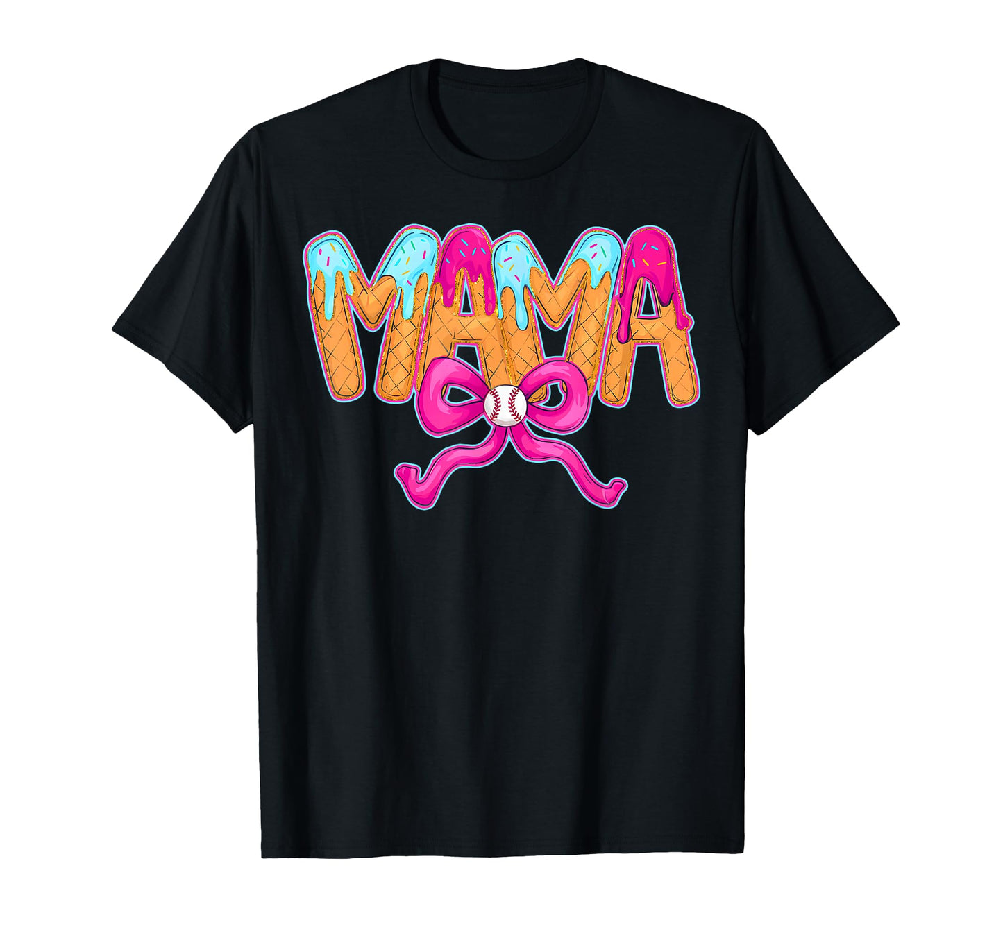 Baseball Mama Ice Cream Drip Game Day T-Shirt - Unique Graphic for Adults - T-Shirt, Sweatshirt, Hoodie