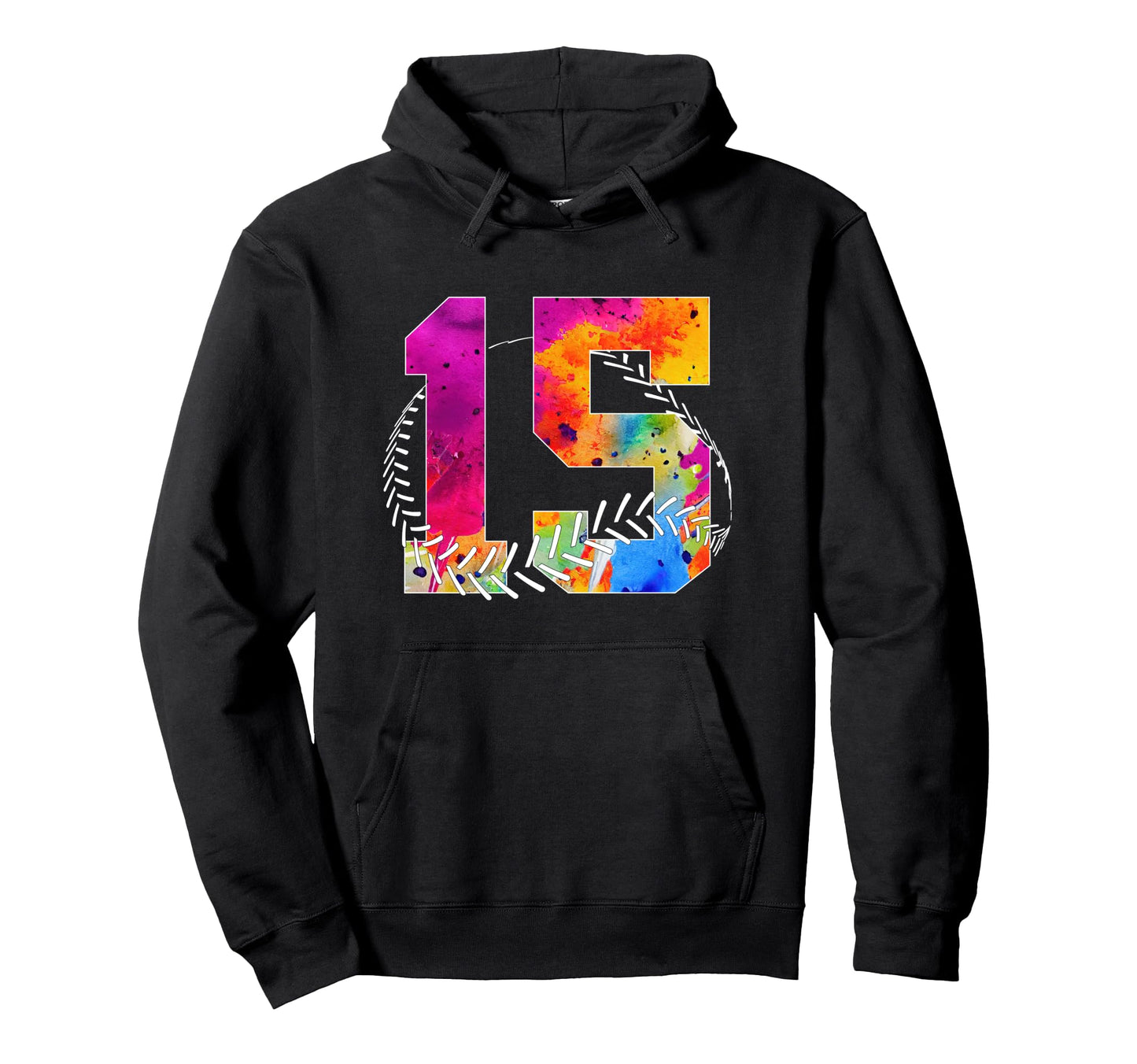 Number 15 Years Baseball 15Th Birthday Hoodie - Graphic Print Men Women - T-Shirt, Sweatshirt, Hoodie