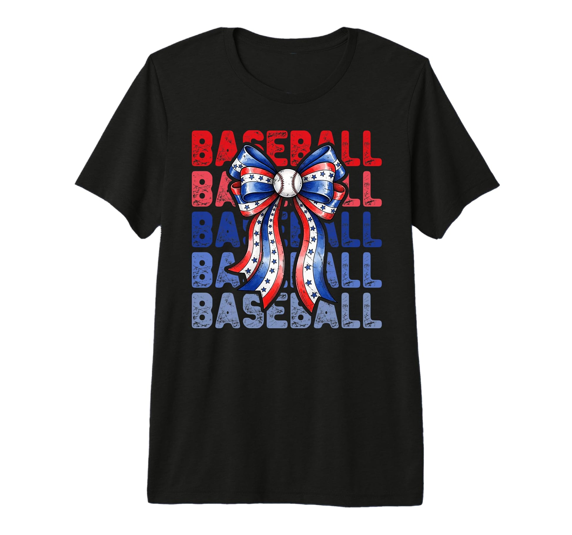 Baseball Patriotic Usa Flag Bow T-Shirt - Casual Everyday Wear Men Women - T-Shirt, Sweatshirt, Hoodie