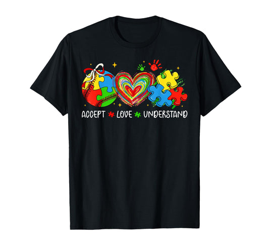 Accept Love Understand Autism T-Shirt - Novelty Apparel for Adults - T-Shirt, Sweatshirt, Hoodie