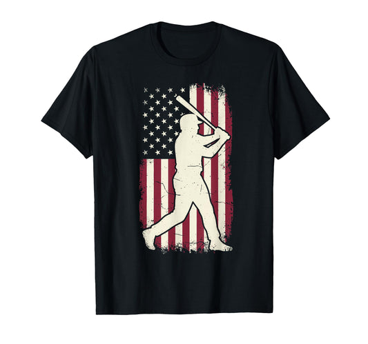 American Flag Baseball Batter T-Shirt - Streetwear Style Men Women - T-Shirt, Sweatshirt, Hoodie