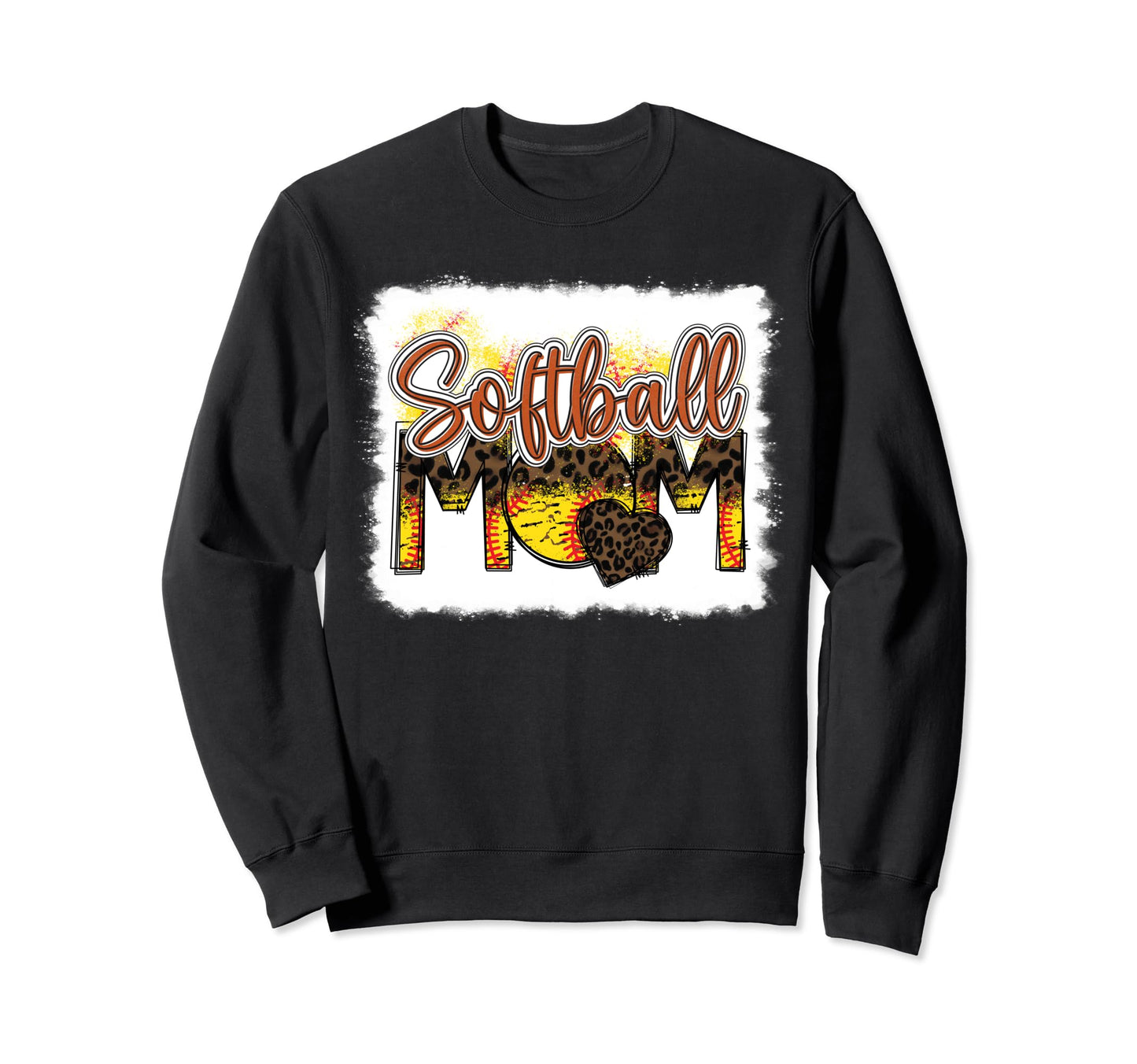 Bleached Softball Mom Leopard Sweatshirt - Casual Everyday Wear Unisex - T-Shirt, Sweatshirt, Hoodie