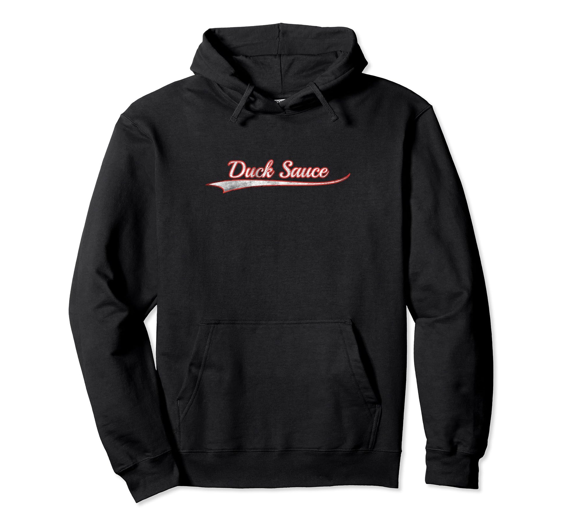 Duck Sauce Varsity Distressed Throwback Hoodie - Unique Graphic for Adults - T-Shirt, Sweatshirt, Hoodie