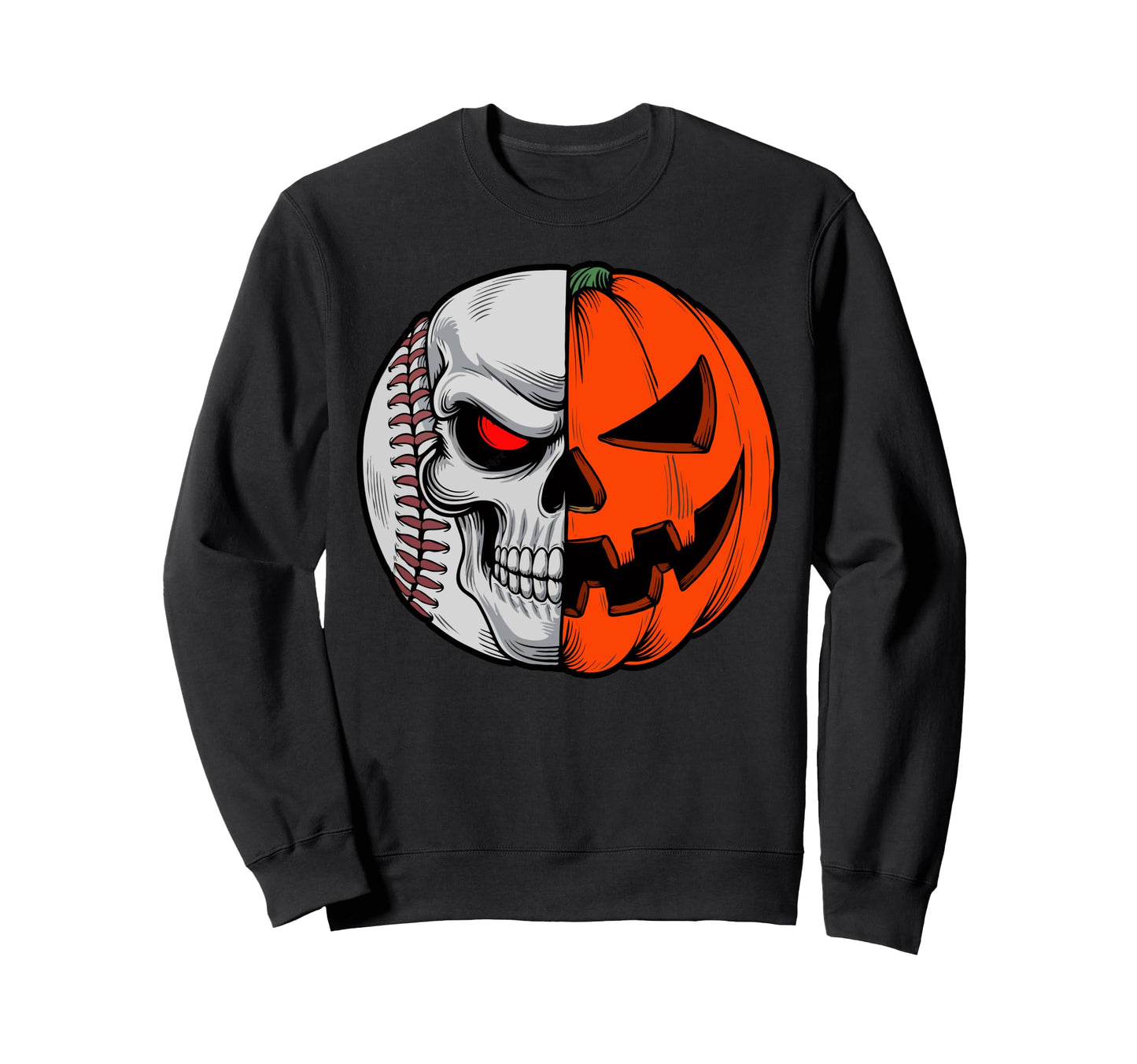 Halloween Skull Baseball Sweatshirt - Fun Novelty Design for Adults - T-Shirt, Sweatshirt, Hoodie