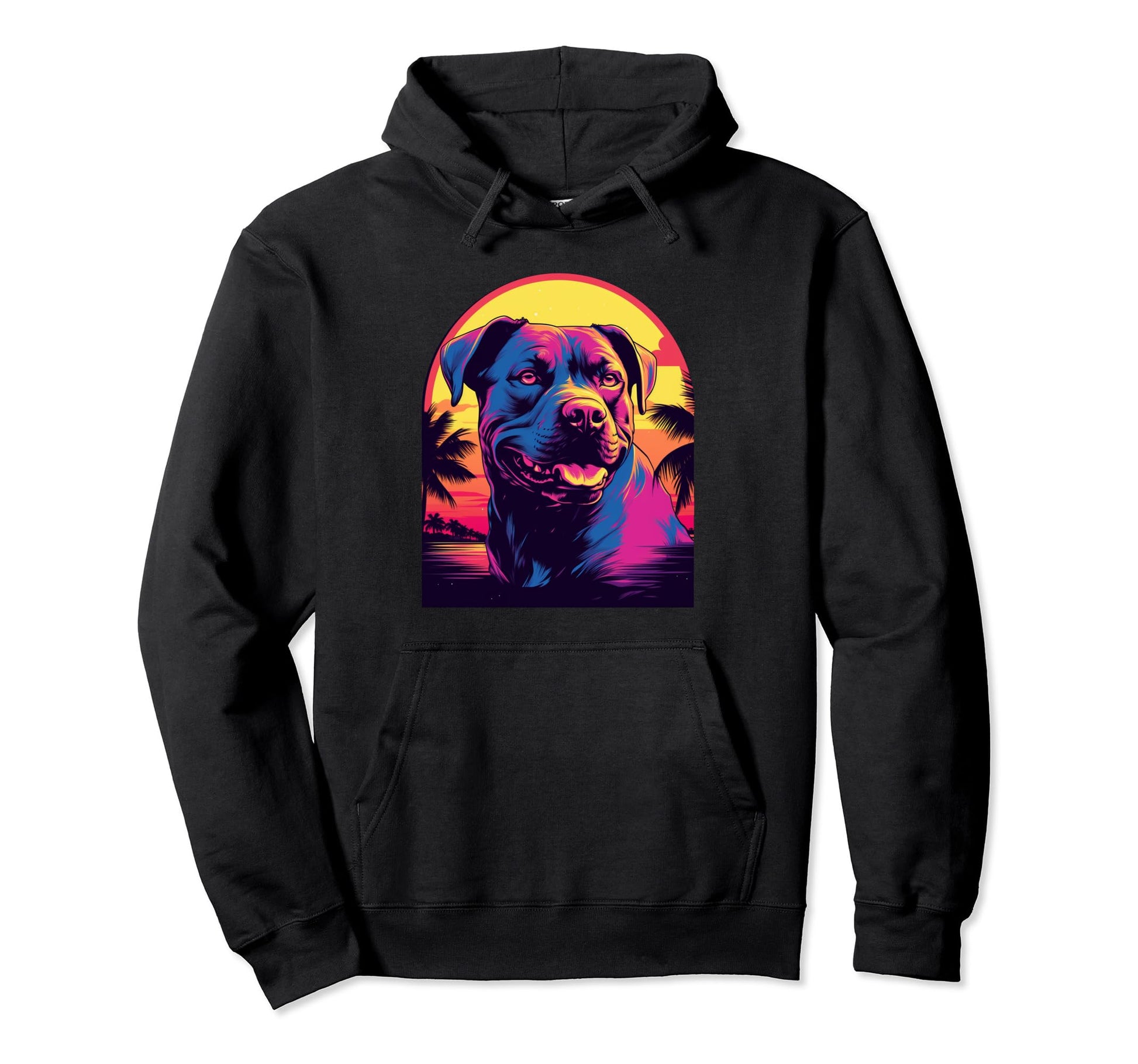 Staffordshire Bull Terrier 80S Synthwave Hoodie - Aesthetic Graphic Unisex - T-Shirt, Sweatshirt, Hoodie