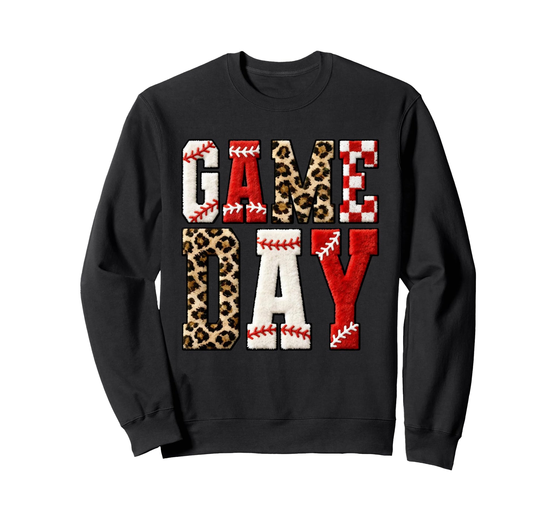 Game Day Baseball Mom Leopard Sweatshirt - Novelty Apparel for Adults - T-Shirt, Sweatshirt, Hoodie