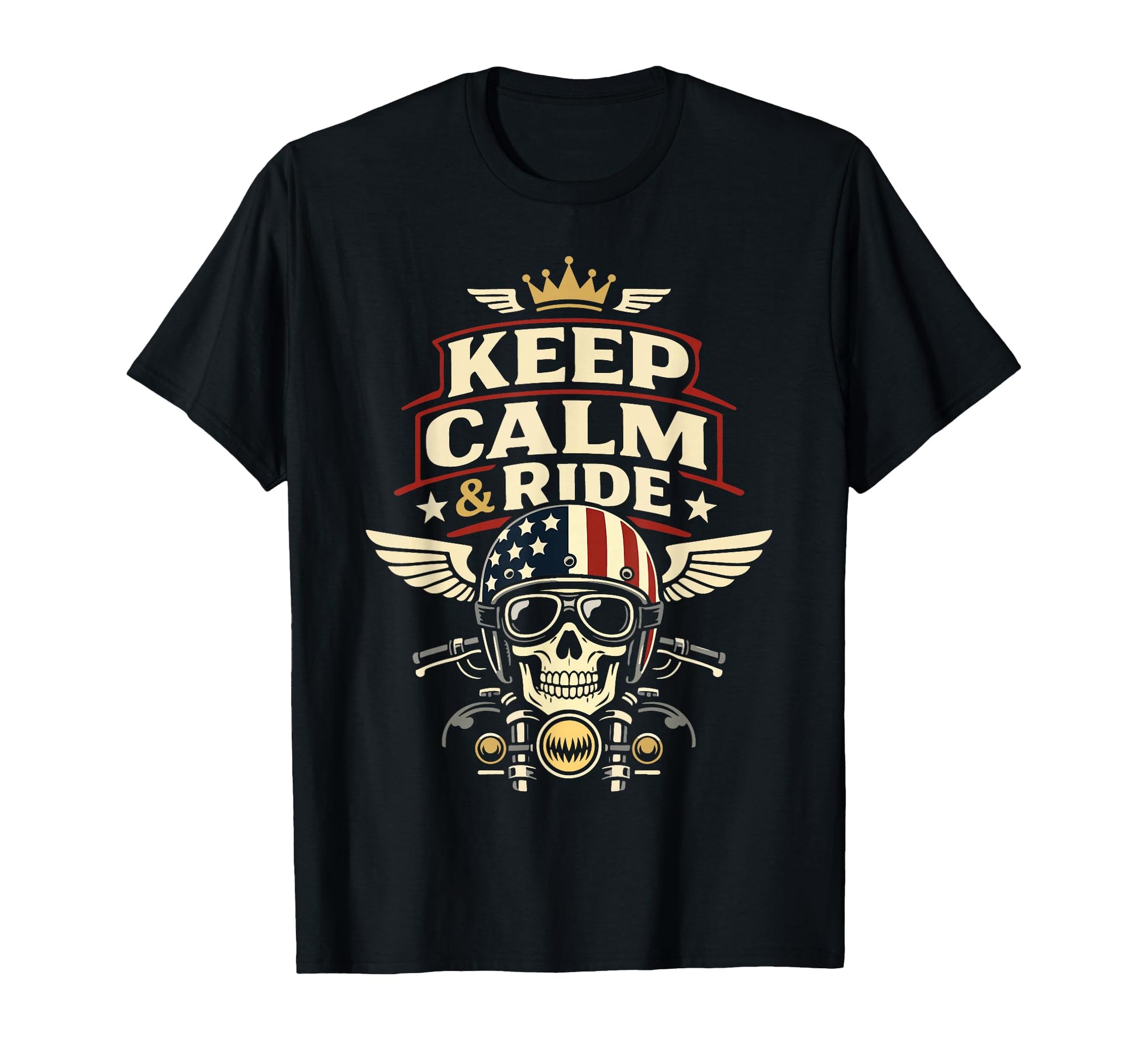 Motorcycle Biker Keep Calm Ride T-Shirt - Unique Graphic Unisex - T-Shirt, Sweatshirt, Hoodie