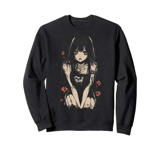 Anime Horror Aesthetic Soft Sweatshirt - Minimalist Print for Adults - T-Shirt, Sweatshirt, Hoodie