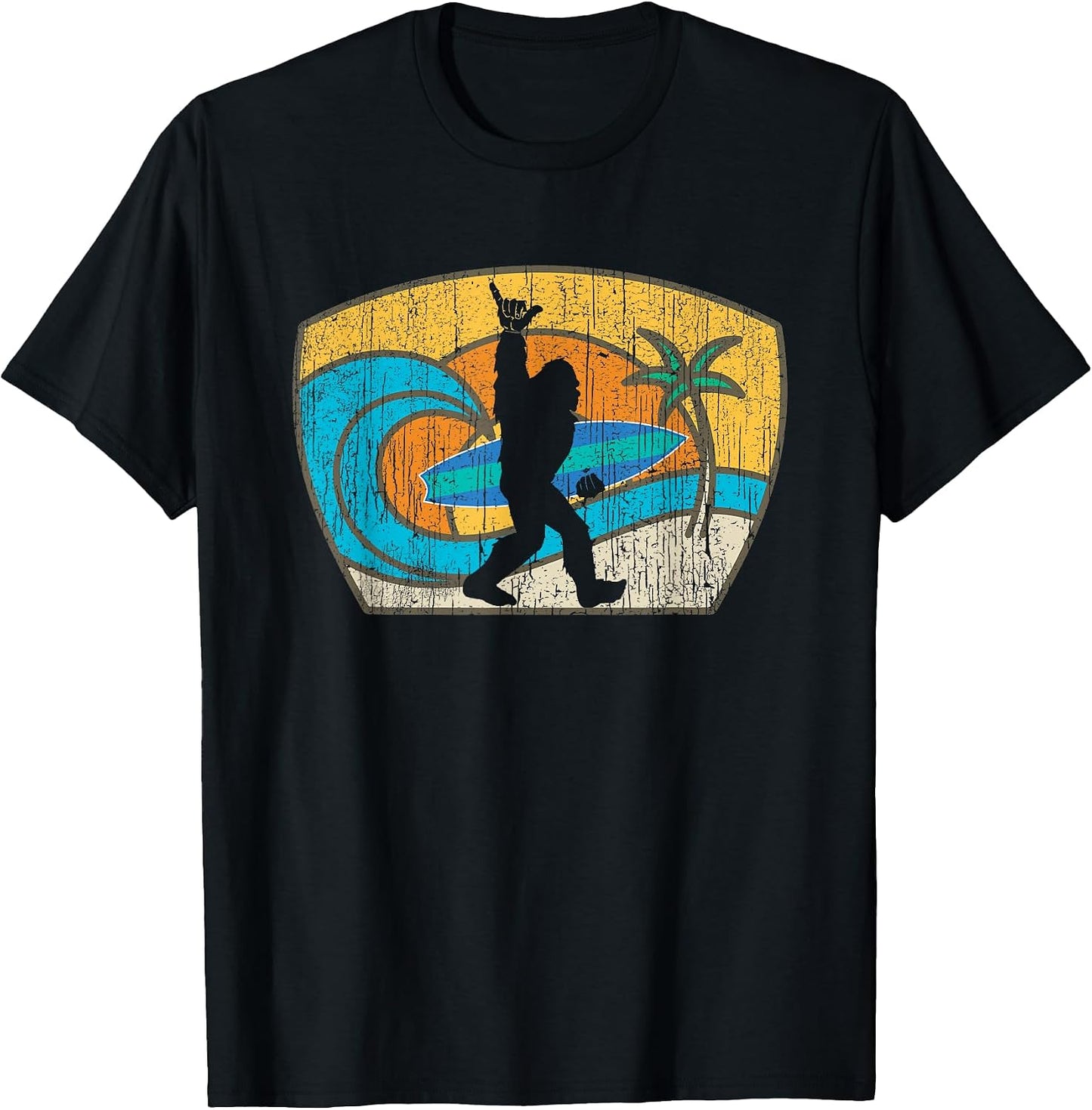Bigfoot Retro Surfing Gift - Adult & Kids T-Shirts, Sweatshirts & Hoodies apparel design preview 1
