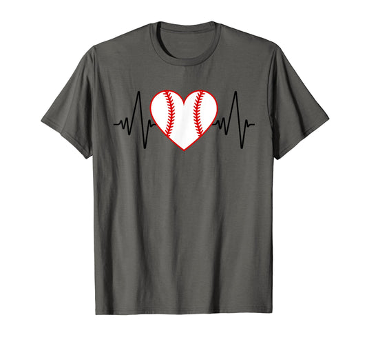 Baseball Heart Beat T-Shirt - Novelty Apparel Men Women - T-Shirt, Sweatshirt, Hoodie